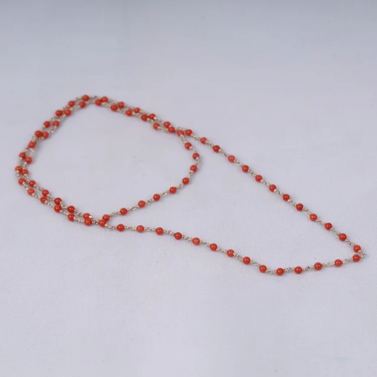 Natural Italian Coral Mala ( Silver Kambi) 