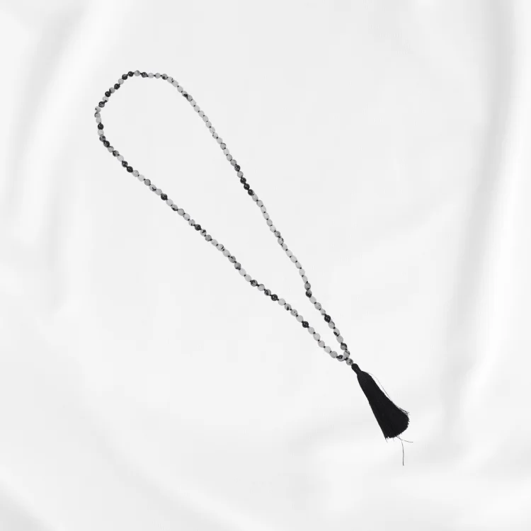 CRYSTAL HEAVEN BLACK RUTILATED  QUARTZ CRYSTAL JAPA MALA