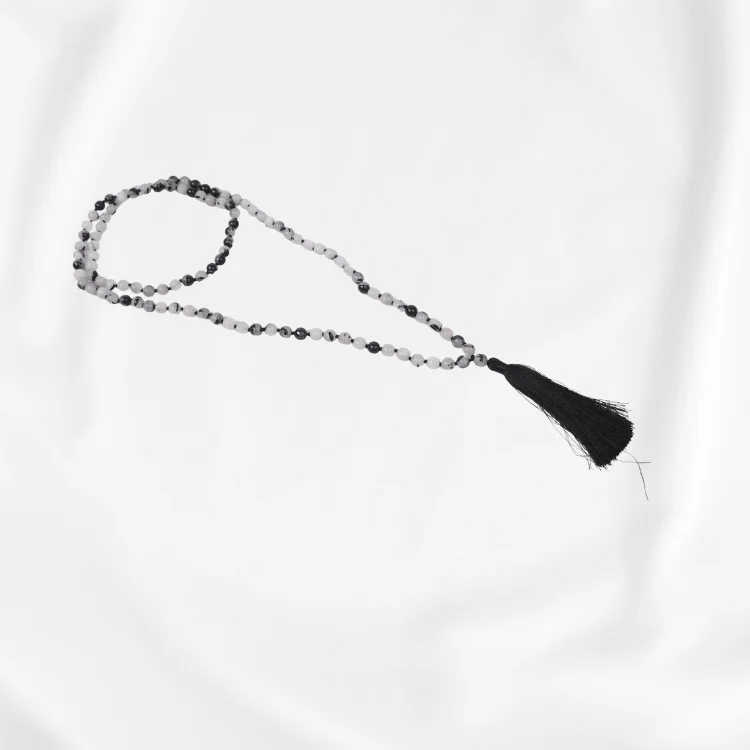CRYSTAL HEAVEN BLACK RUTILATED  QUARTZ CRYSTAL JAPA MALA