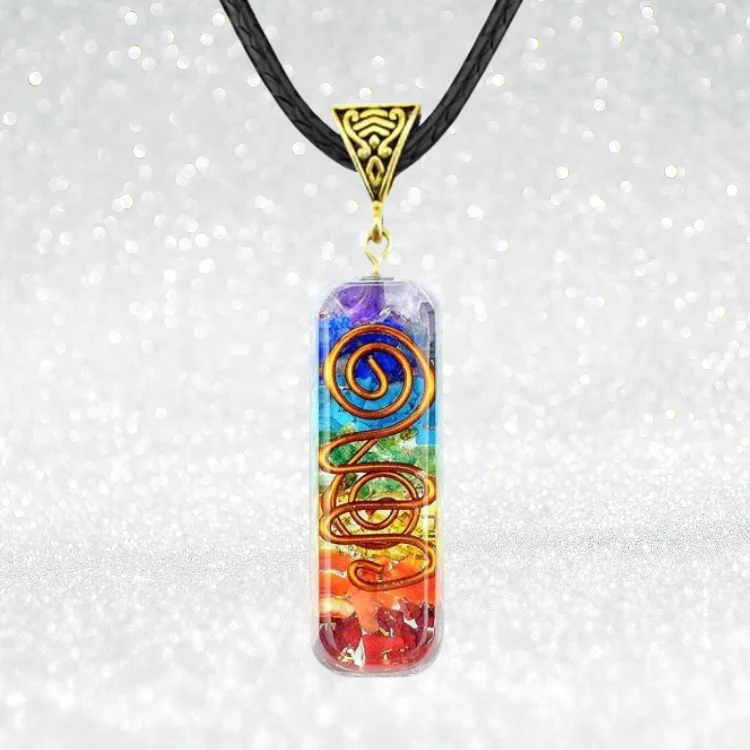 Healing Chakra Orgonite Pendant with Rainbow Crystals