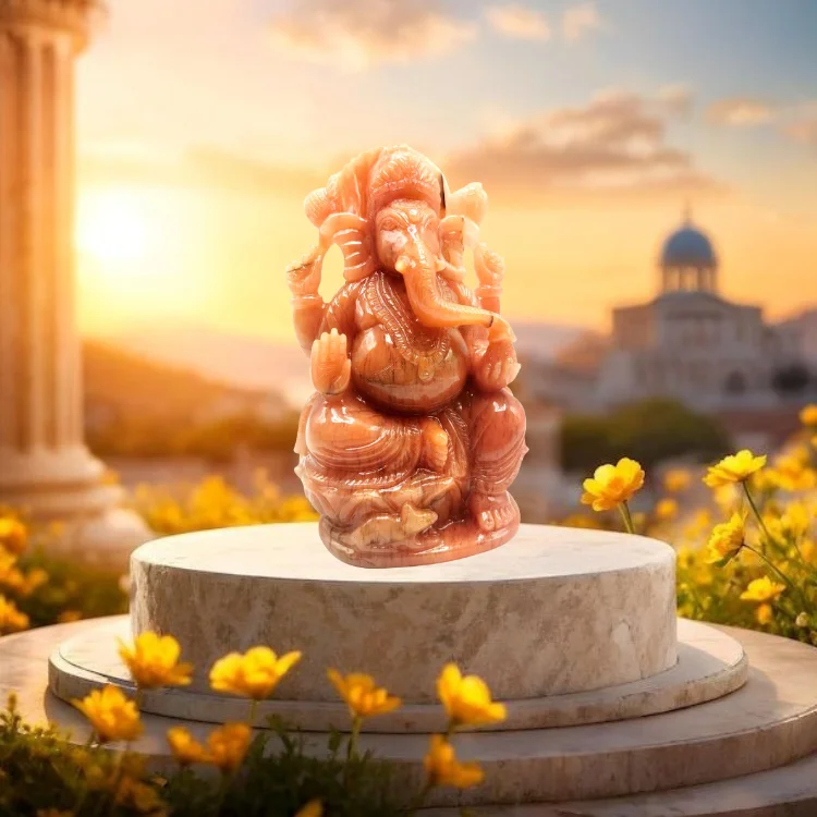 Abhimantrit Orange Aventurine (Sindoori) Ganesh