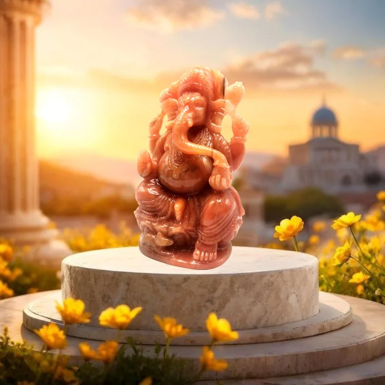 Abhimantrit Orange Aventurine (Sindoori) Ganesh