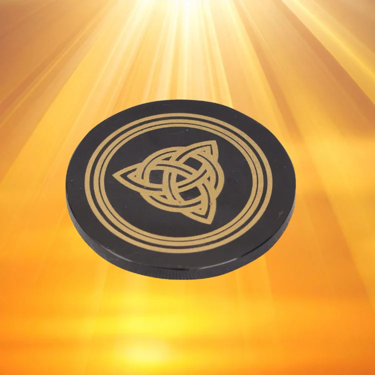 Celtic Trinity Home Decor Round Black Agate  