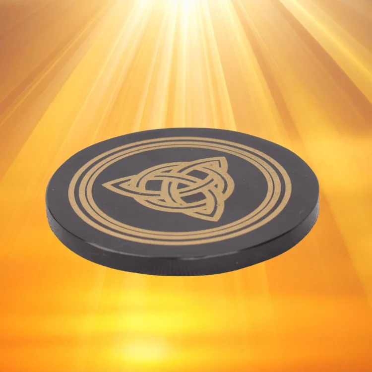 Celtic Trinity Home Decor Round Black Agate  