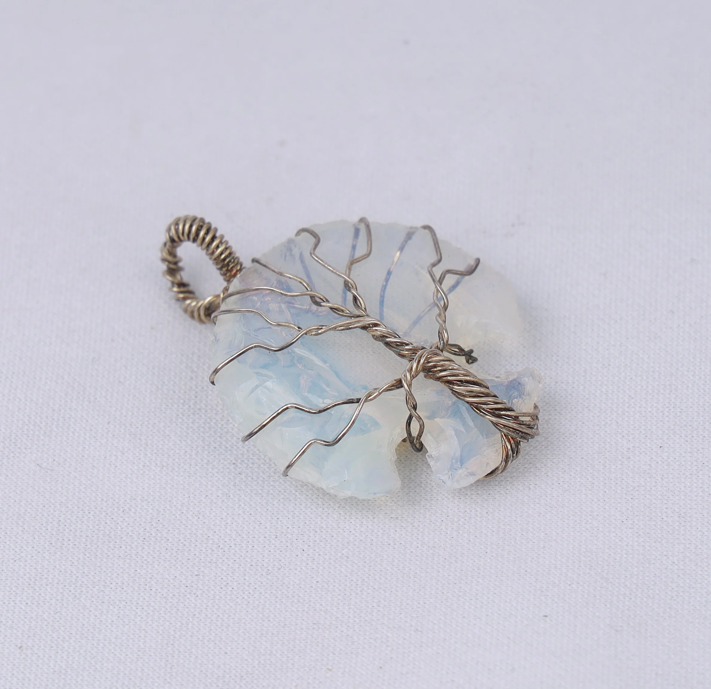 WIRE WRAP AROUND MOON OPALITE  OPAL PENDANT 