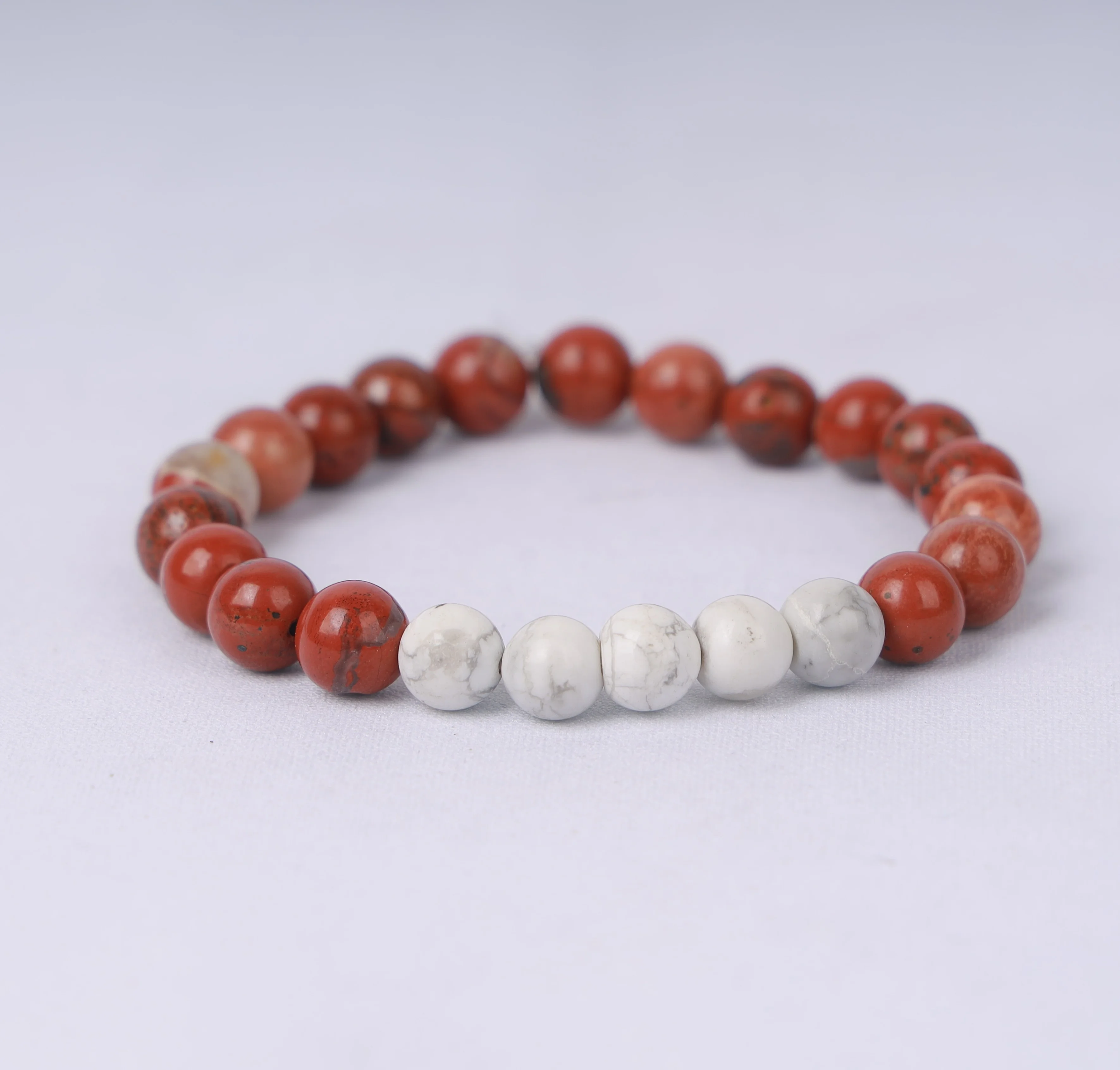 Red Agate with White Howlite Bracelet