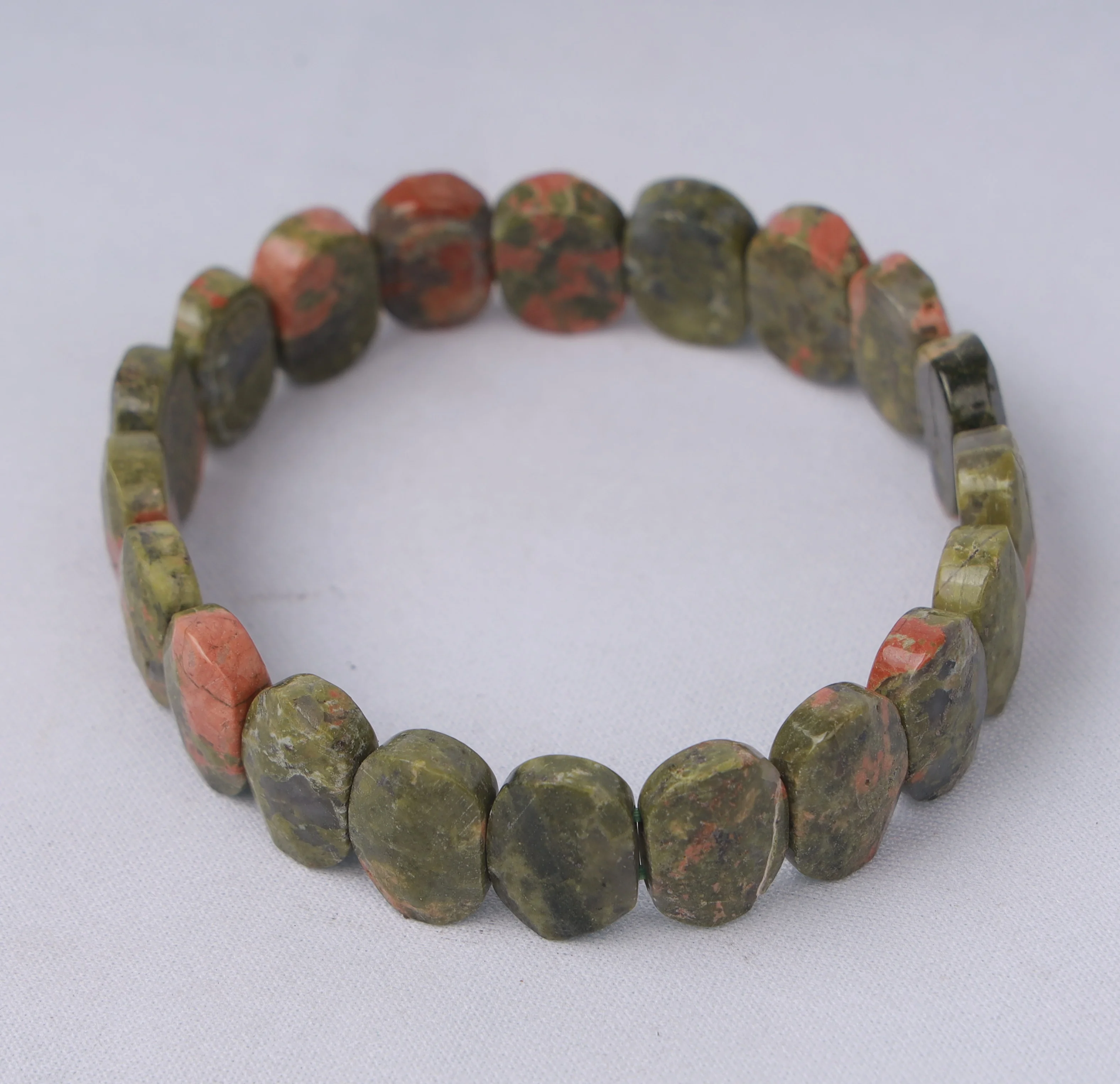 Natural Unakite Oval Faceted Bracelet
