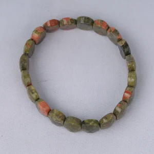 Natural Unakite Oval Faceted Bracelet
