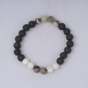 Lava Rock and White Howlite Bracelet