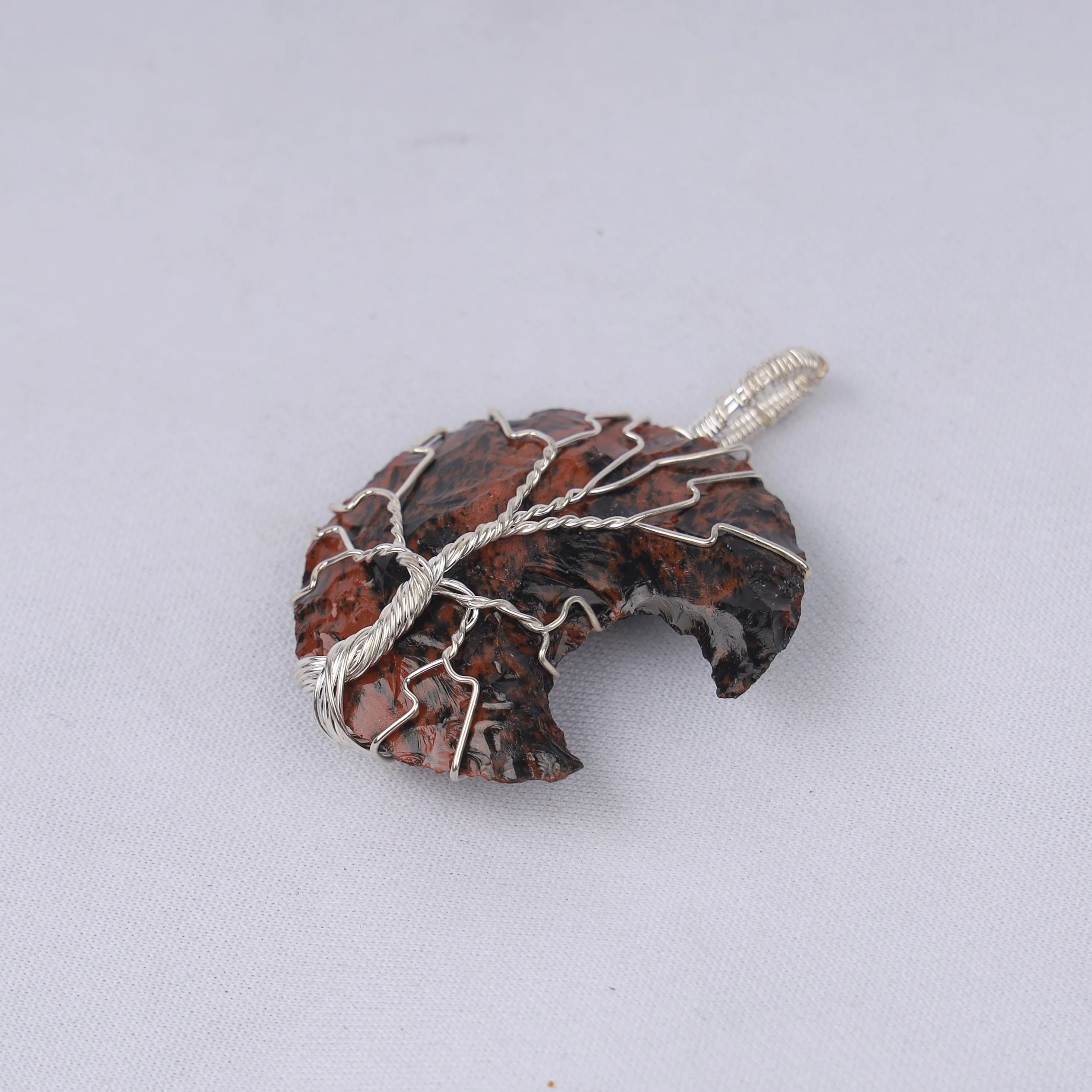   Mahogany Jasper moon wire wrap pendant