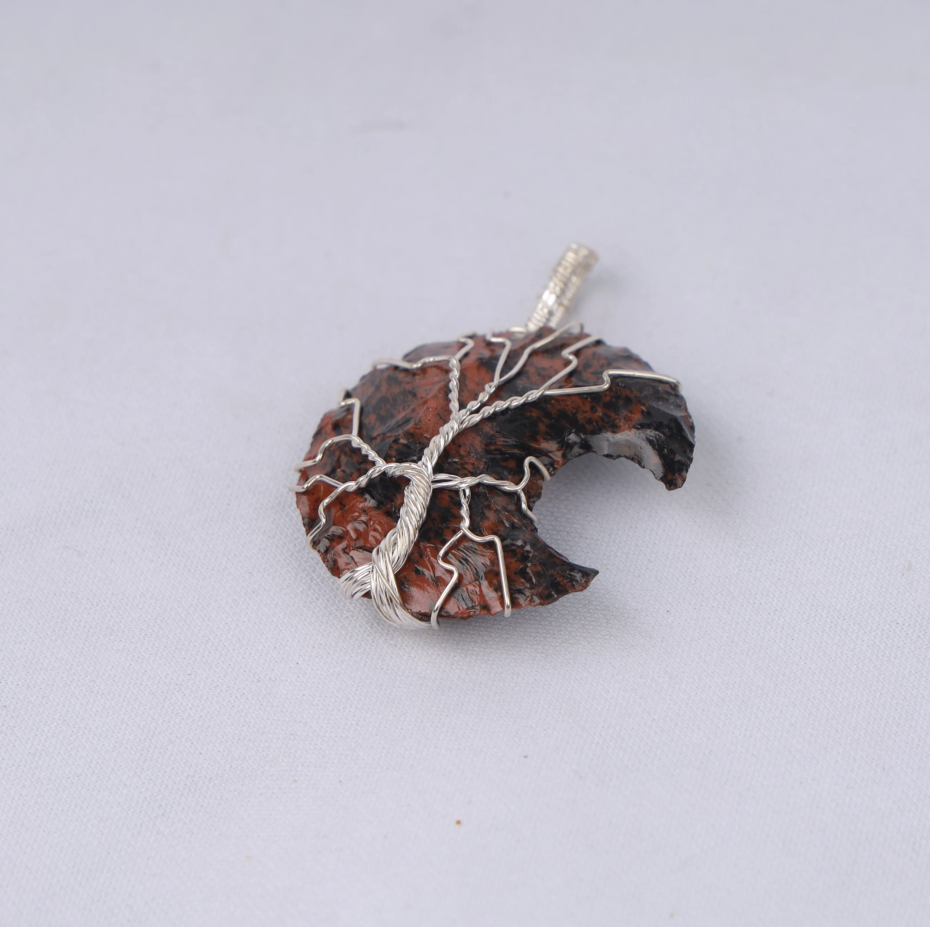  Mahogany Jasper moon wire wrap pendant