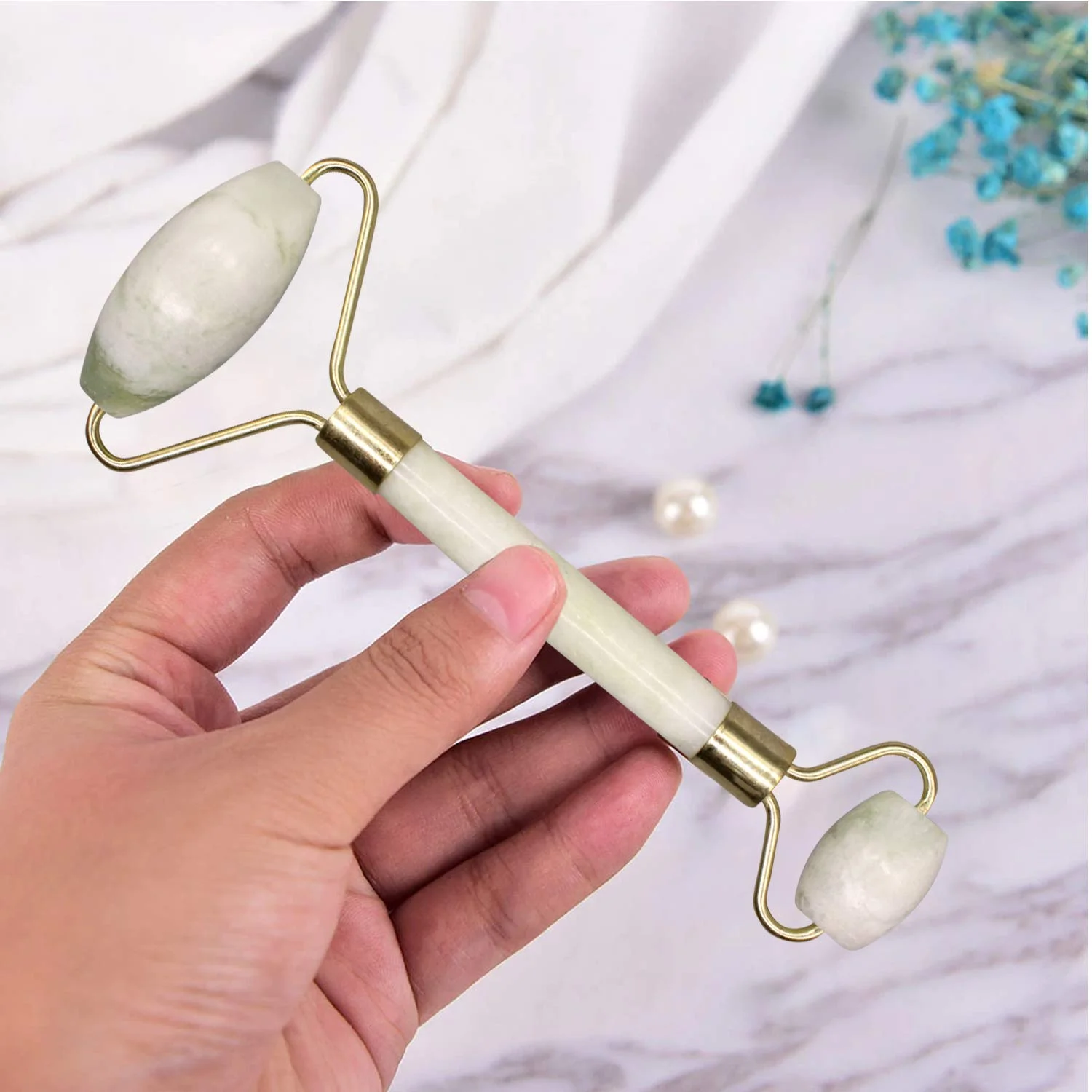 Natural Stone Opal Roller Double Sided Facial Massager 