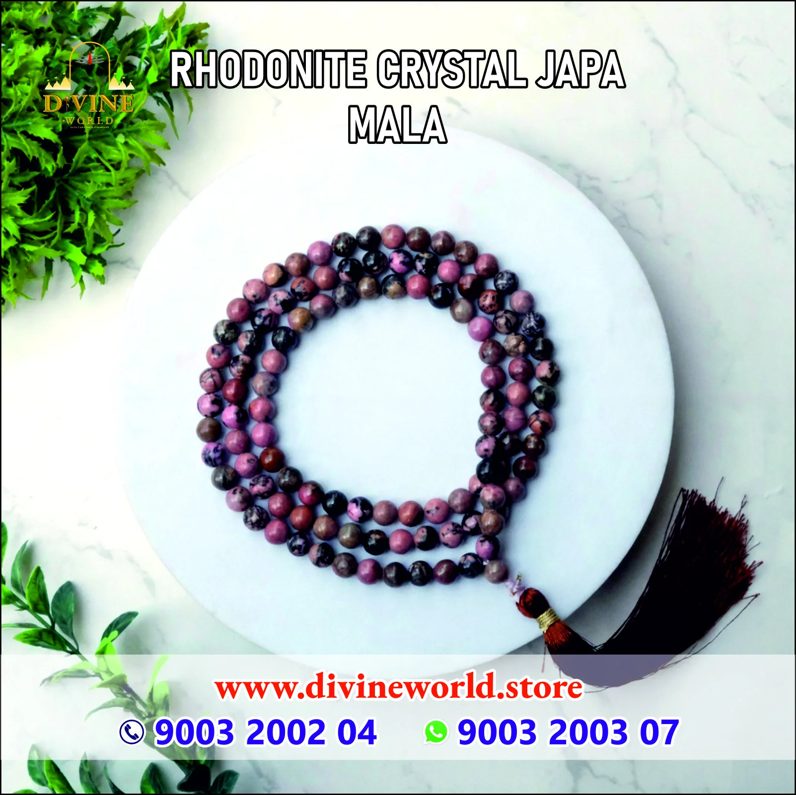 RHODONITE CRYSTAL JAPA  MALA