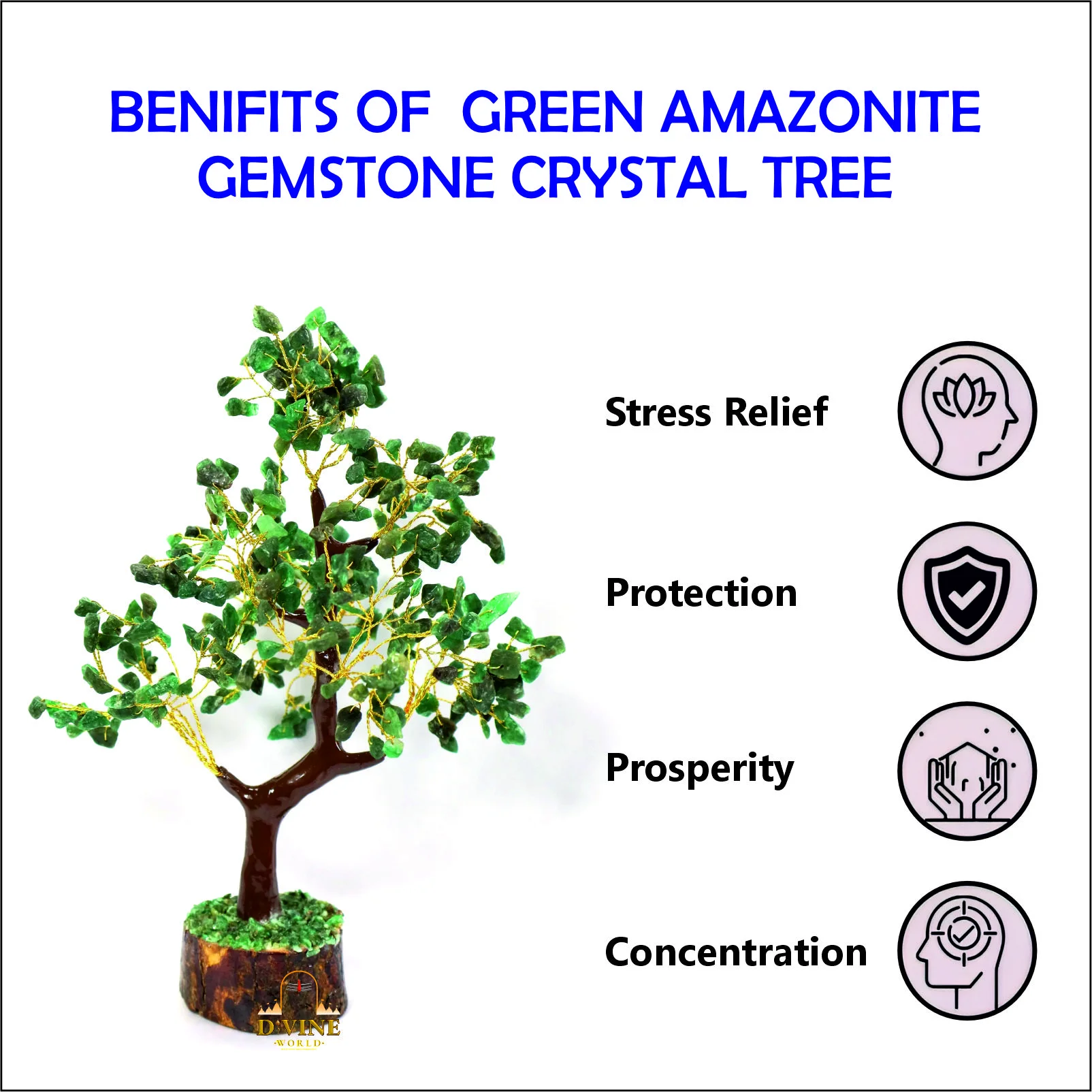 Green Amazonite Gemstone Crystal Tree