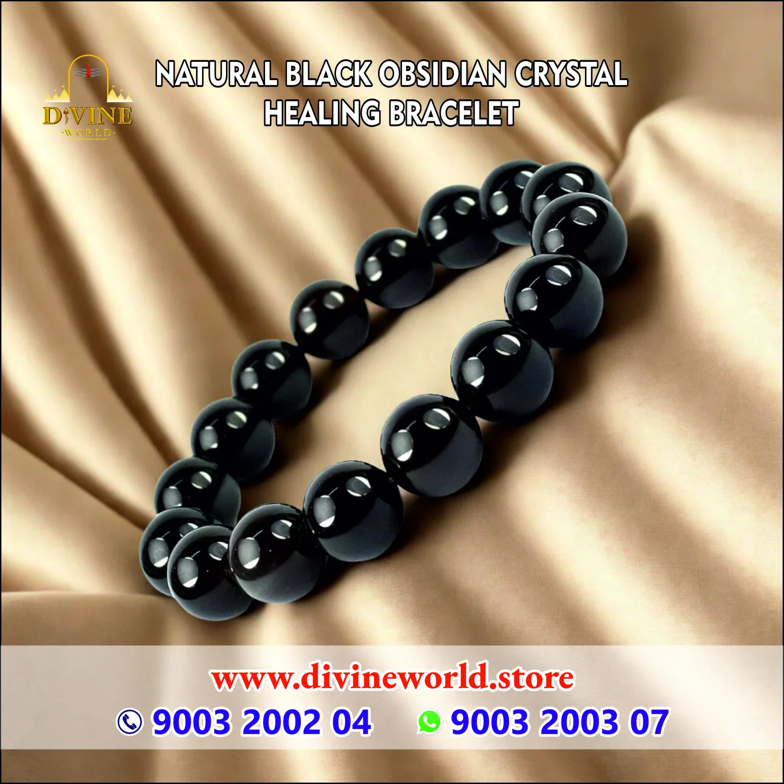 Natural Black Obsidian Crystal Healing Bracelet