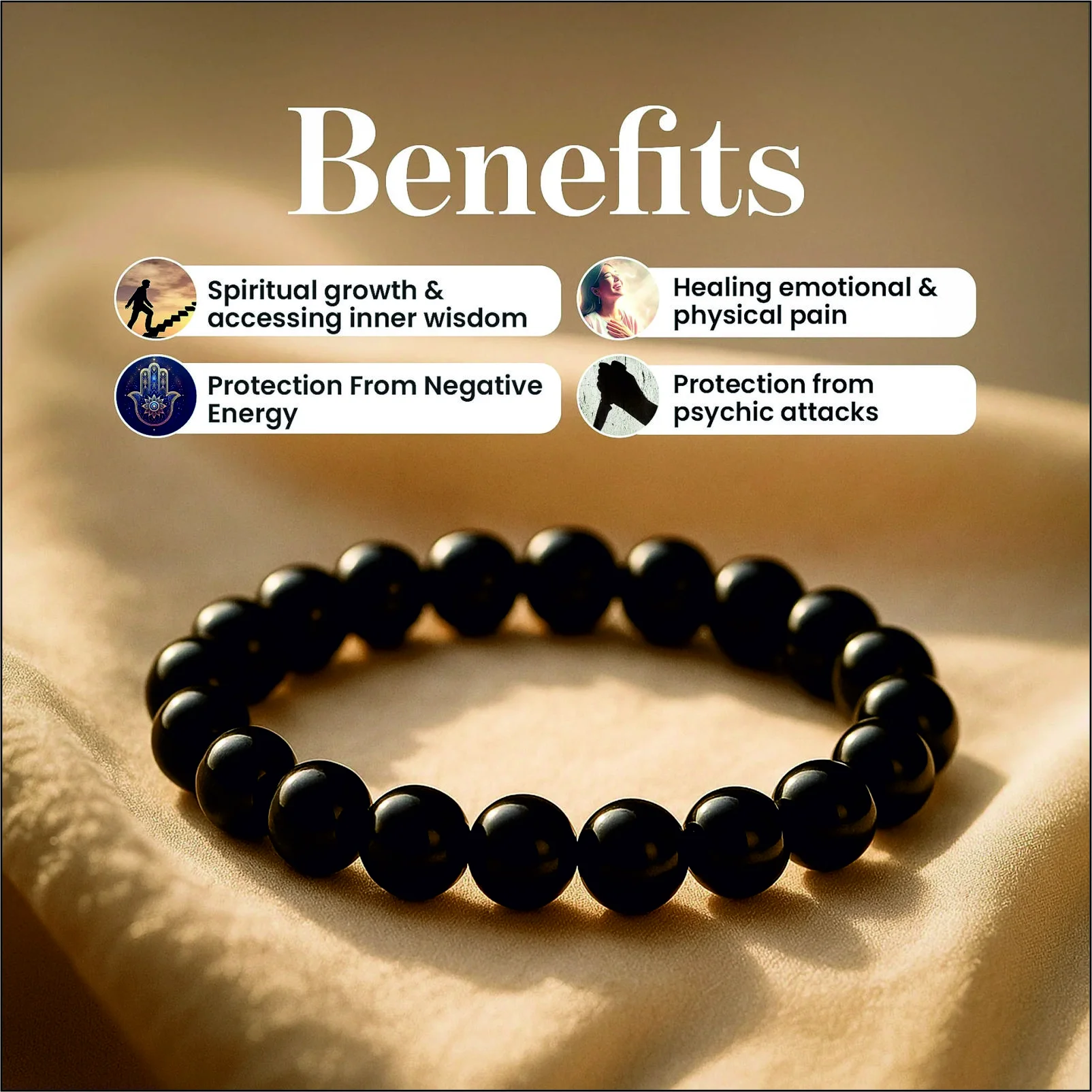 Natural Black Obsidian Crystal Healing Bracelet