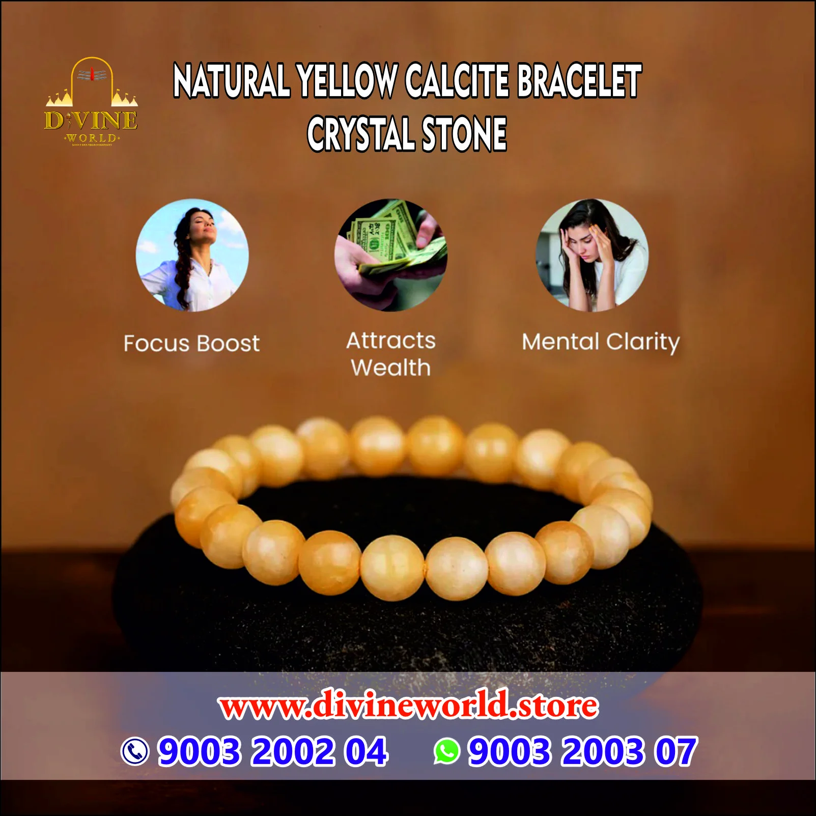 Natural Yellow Calcite Bracelet