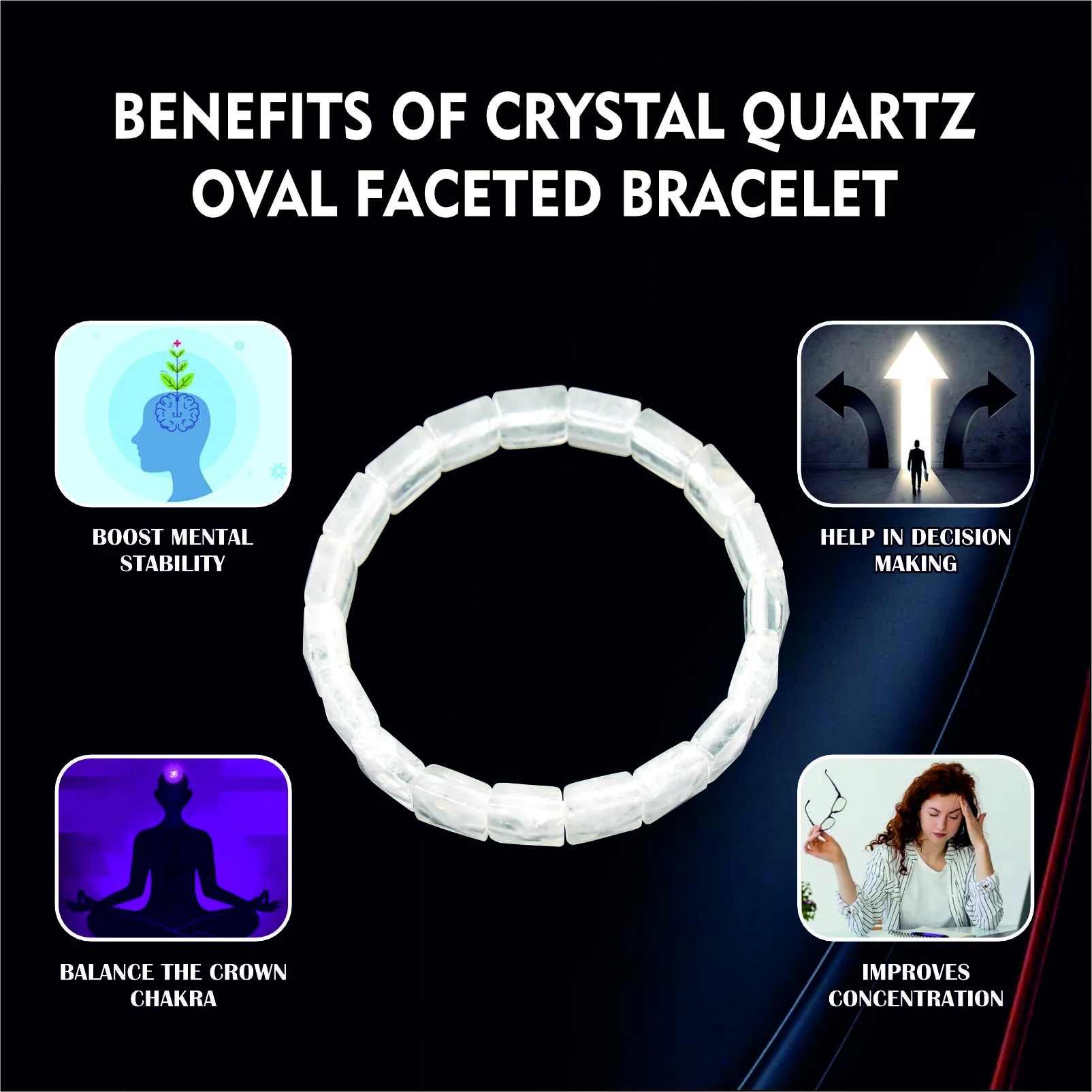 Crystal Quartz Oval Faceted Bracelet