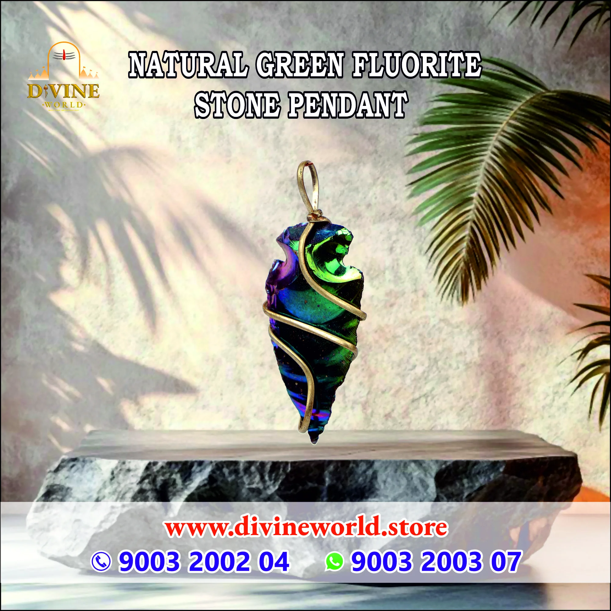 Natural Green Fluorite Stone Pendant