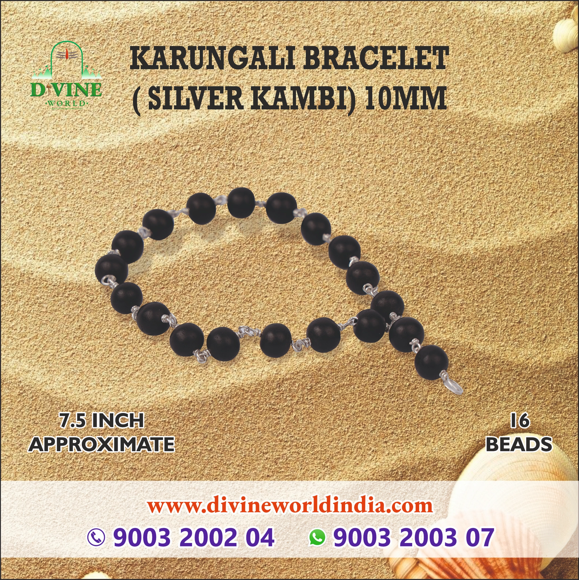 Karungali Bracelet Kambi Silver