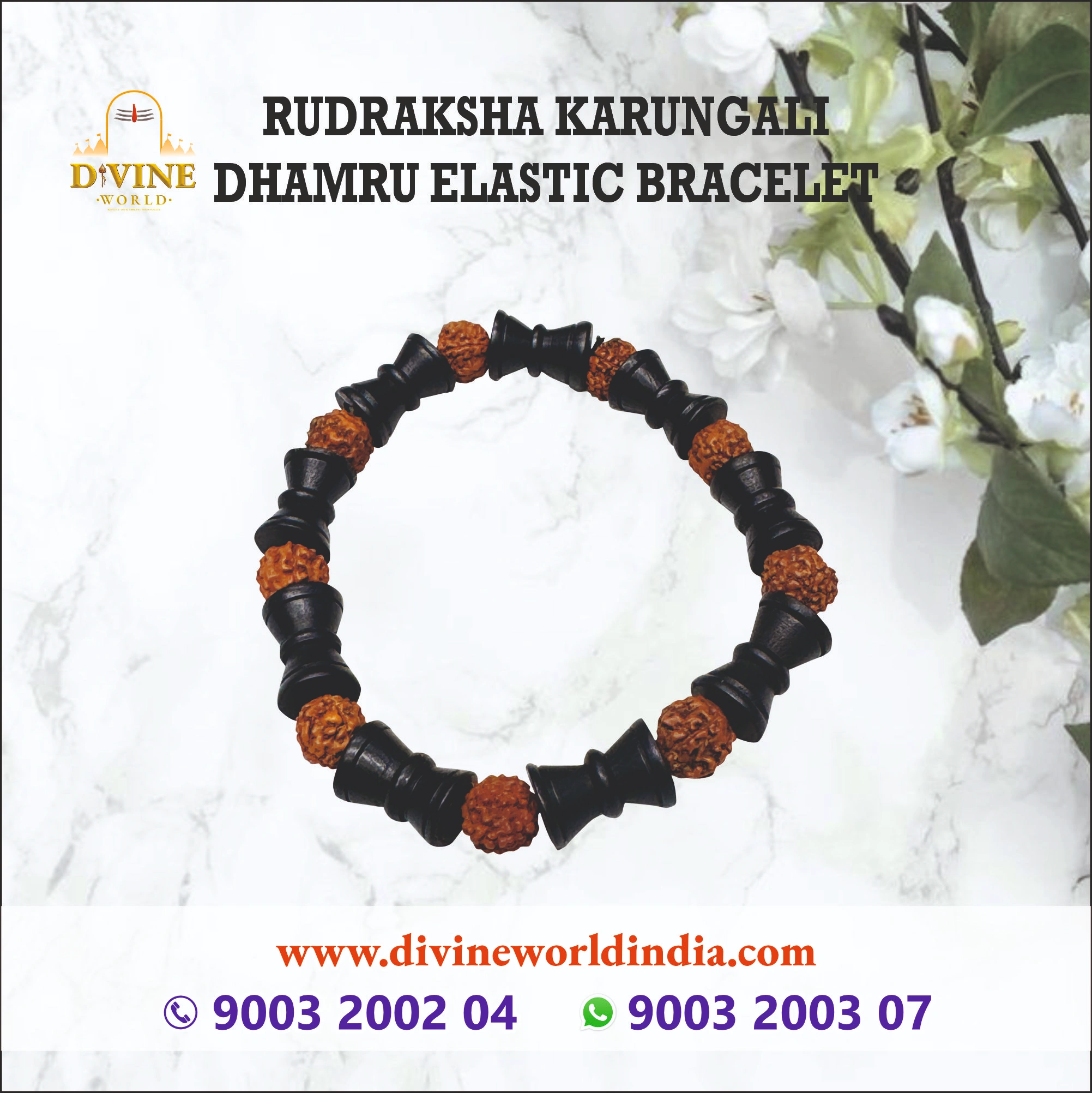 KARUNGALI DHAMRU and RUDRAKSHA ELASTIC BRACELET