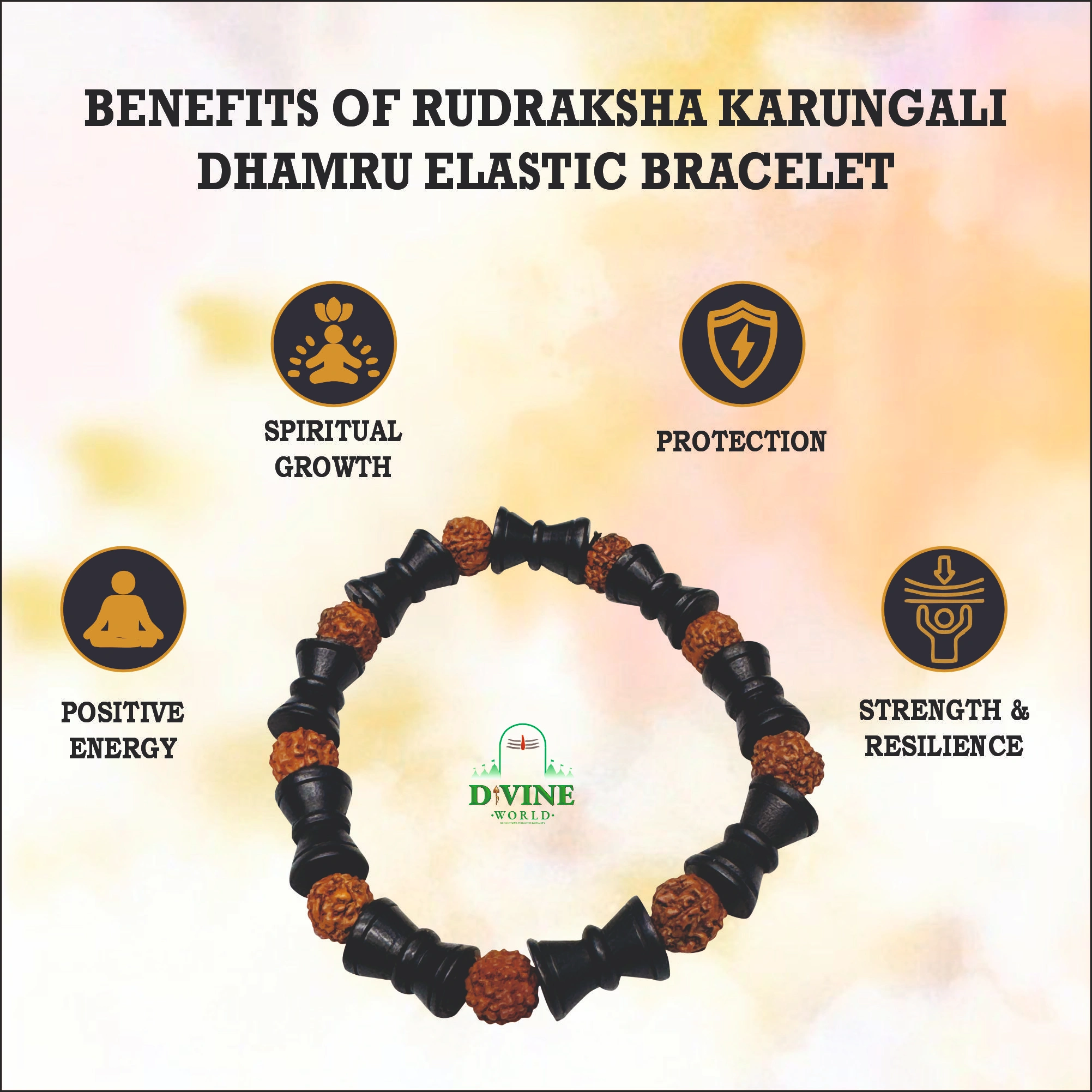KARUNGALI DHAMRU and RUDRAKSHA ELASTIC BRACELET