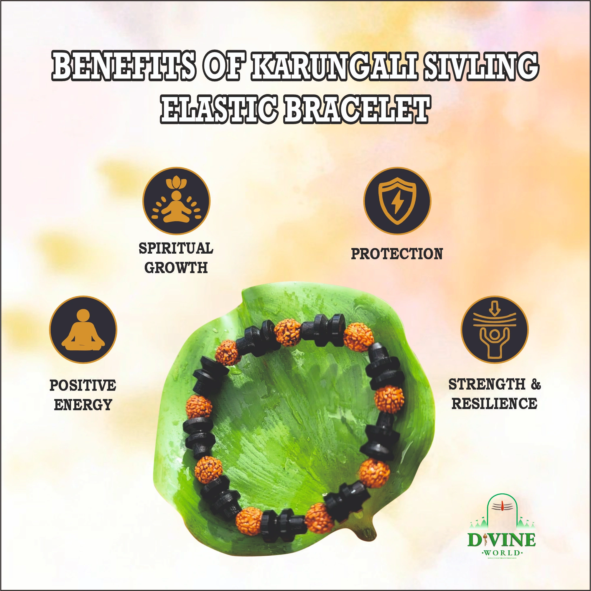 KARUNGALI SHIVLING and RUDRAKSHA ELASTIC BRACELET