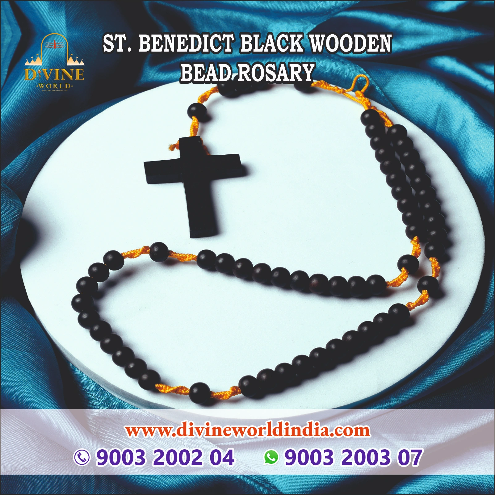 ST. BENEDICT BLACK WOODEN  BEAD ROSARY 