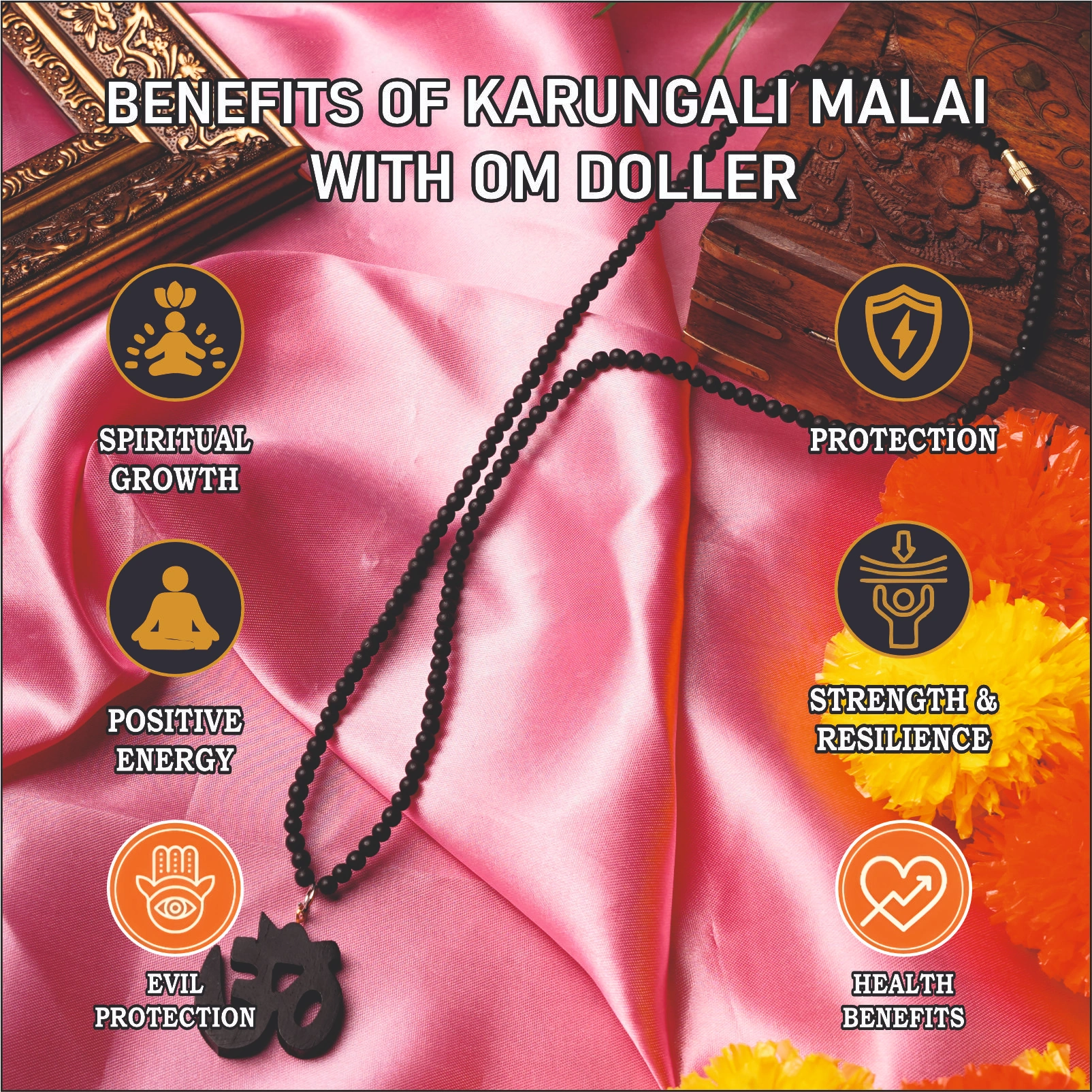 KARUNGALI MALAI 4 MM WITH OM DOLLER