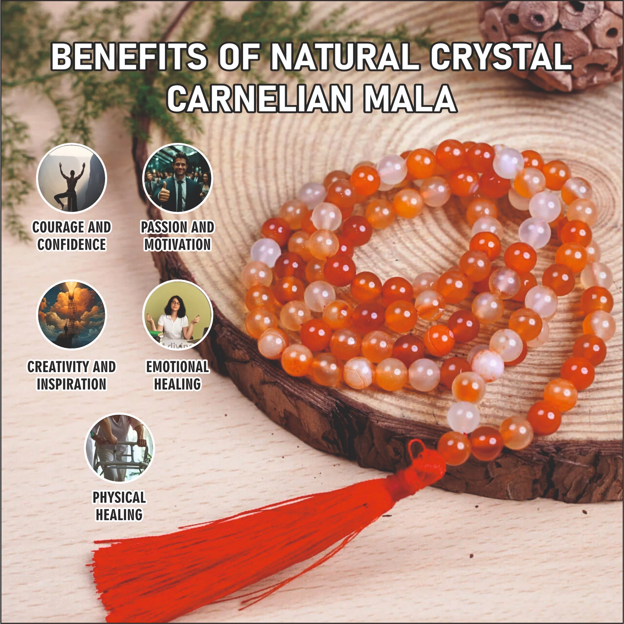 Natural  Carnelian Mala
