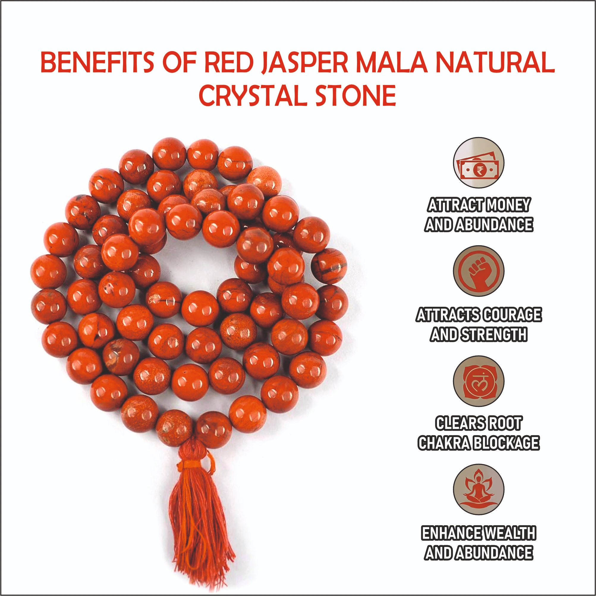 Natural Red Jasper Mala 