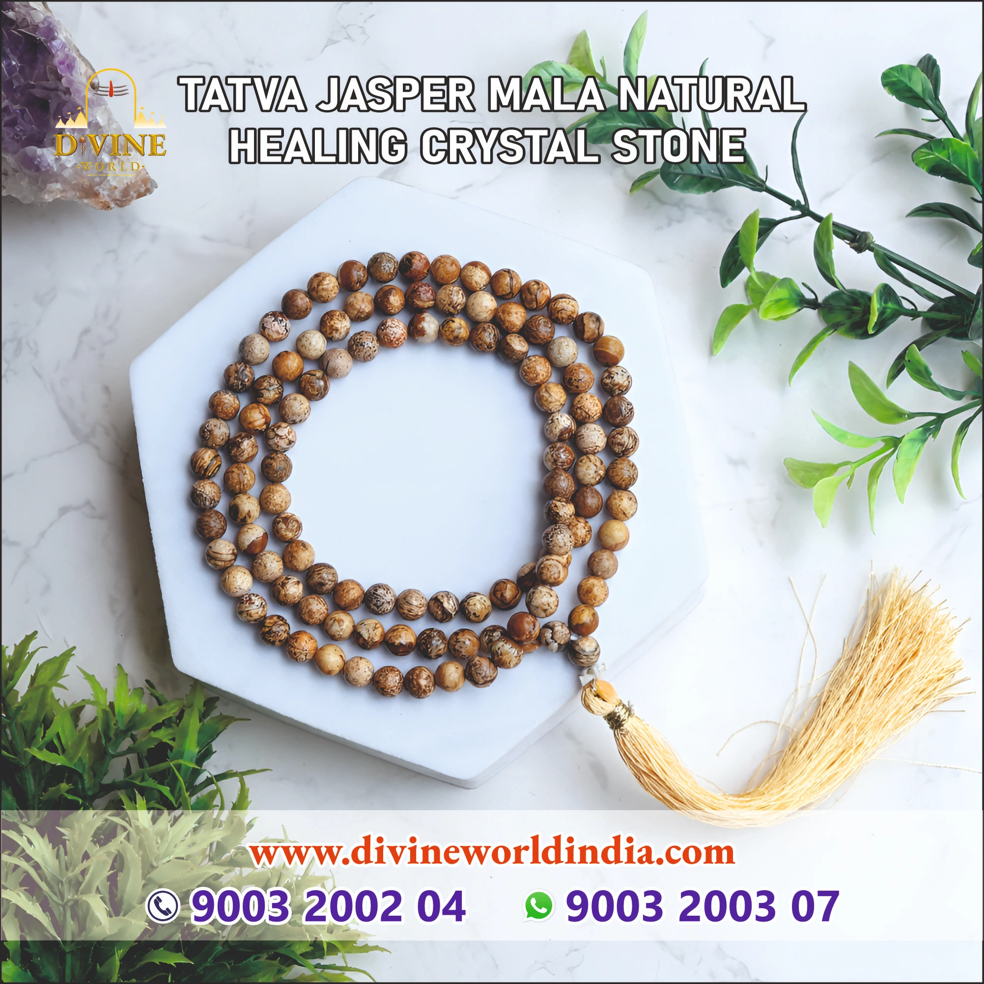 TATVA JASPER MALA NATURAL  HEALING CRYSTAL STONE