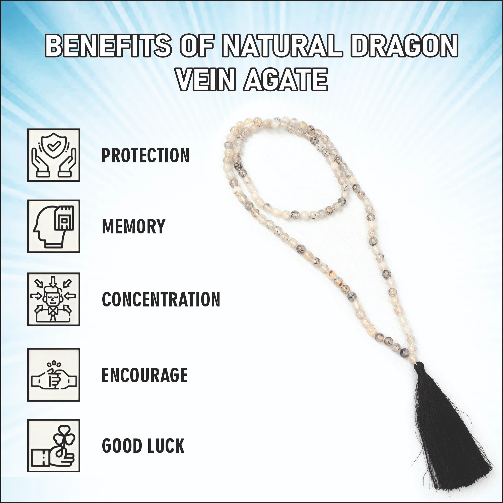 Natural Dragon Vein Agate Malai