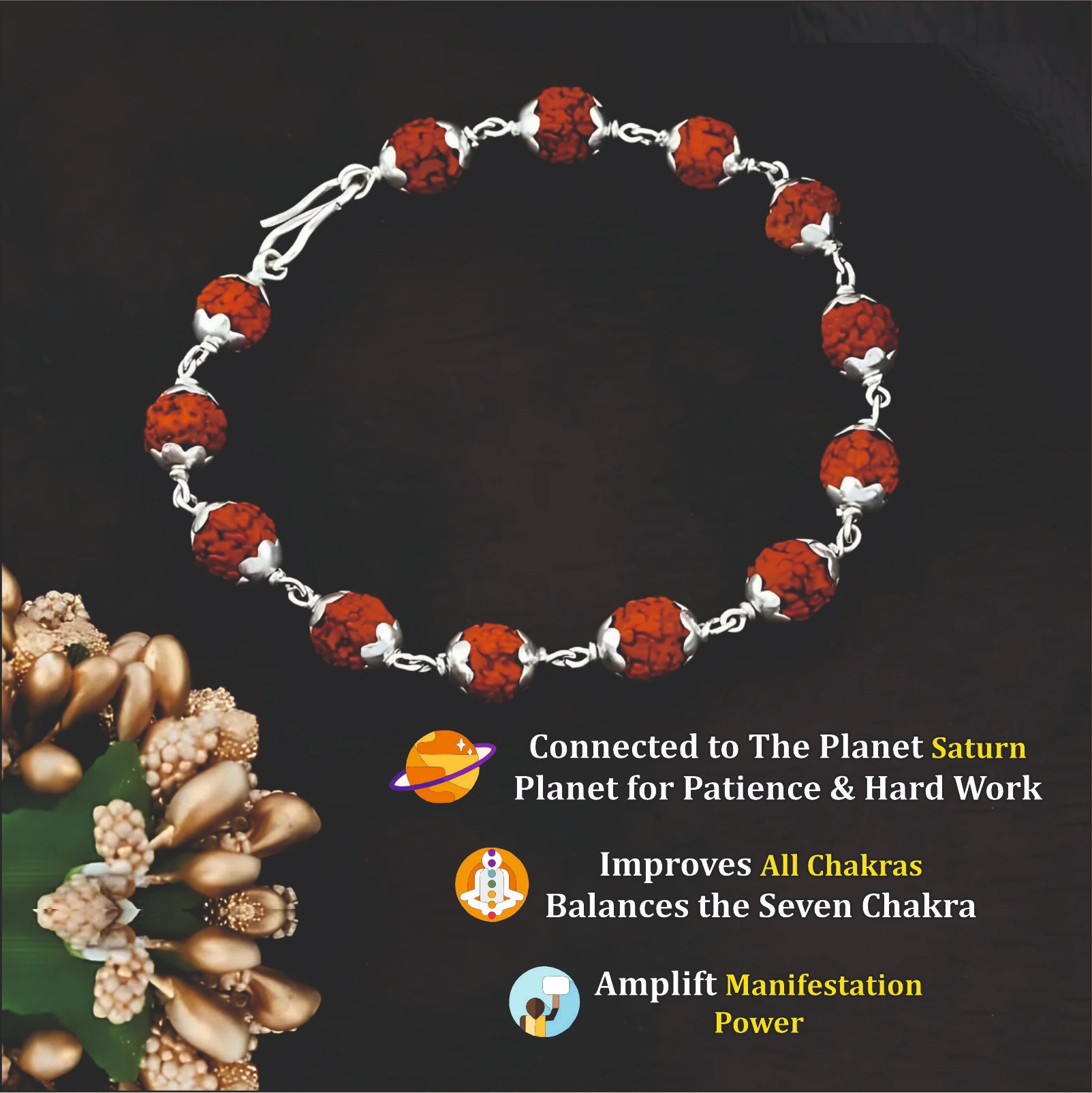 Rudraksha Silver Bracelet 6 MM