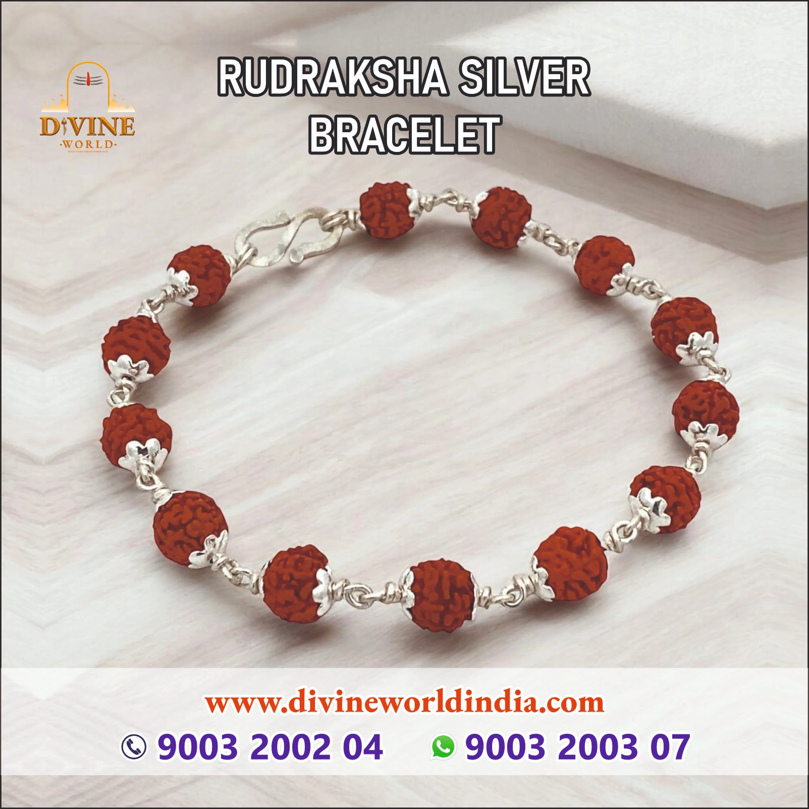 Rudraksha Silver Bracelet 6 MM