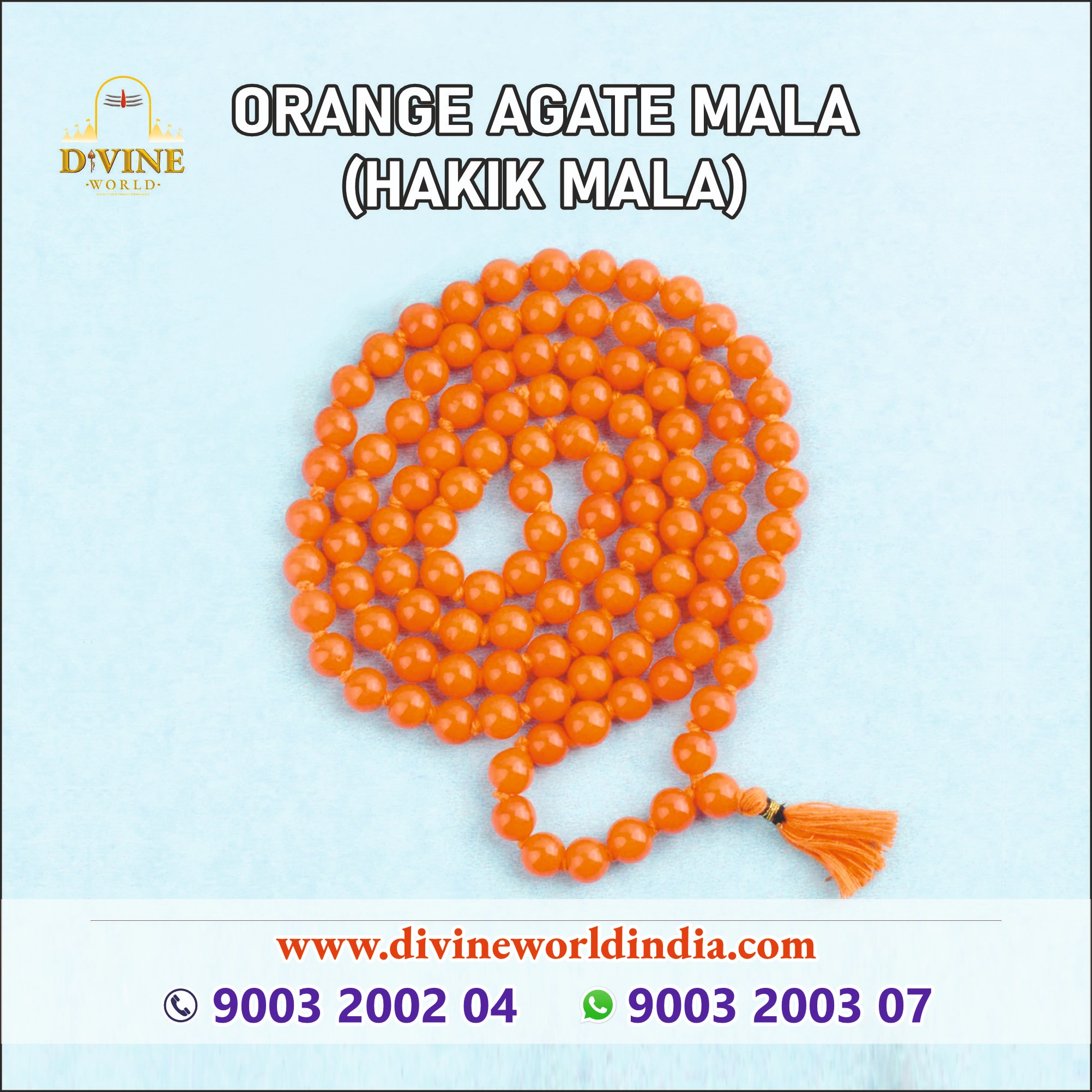 Natural Orange Agate Mala 