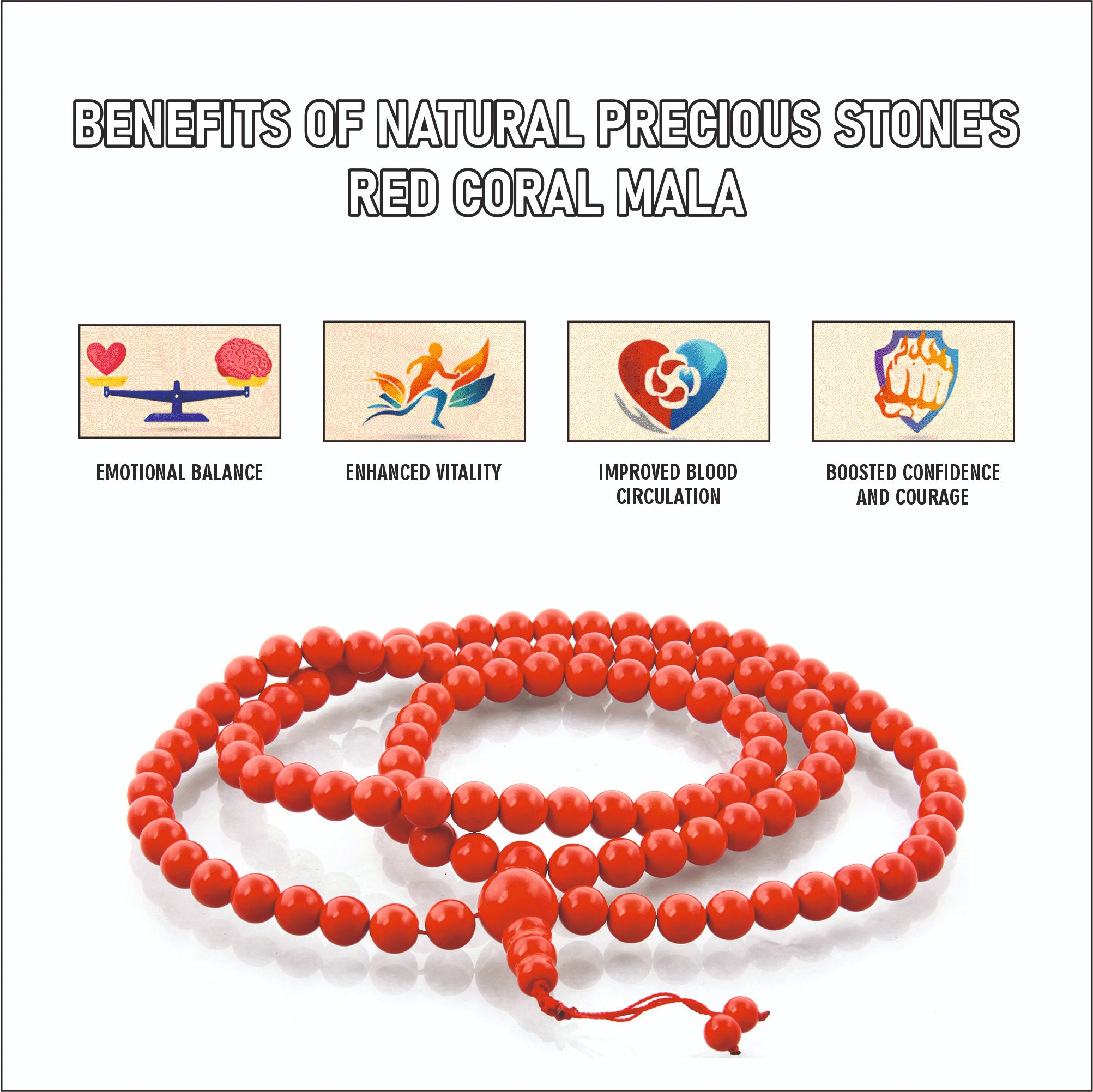  NATURAL PRECIOUS  STONE'S RED CORAL MALA