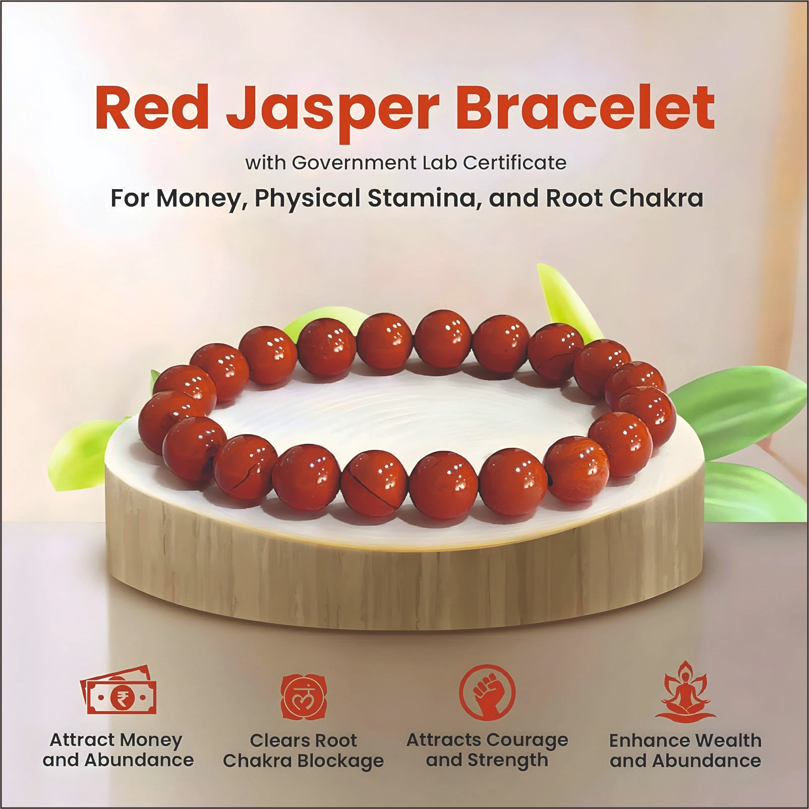 Natural  Red Jasper Bracelet