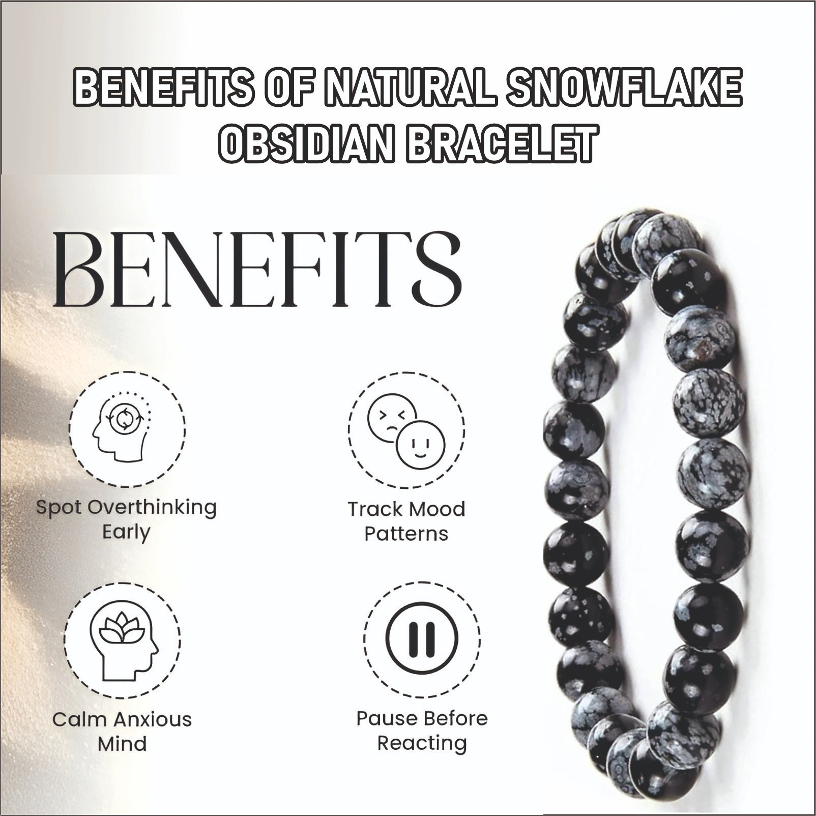 Natural Snowflake Obsidian Bracelet 