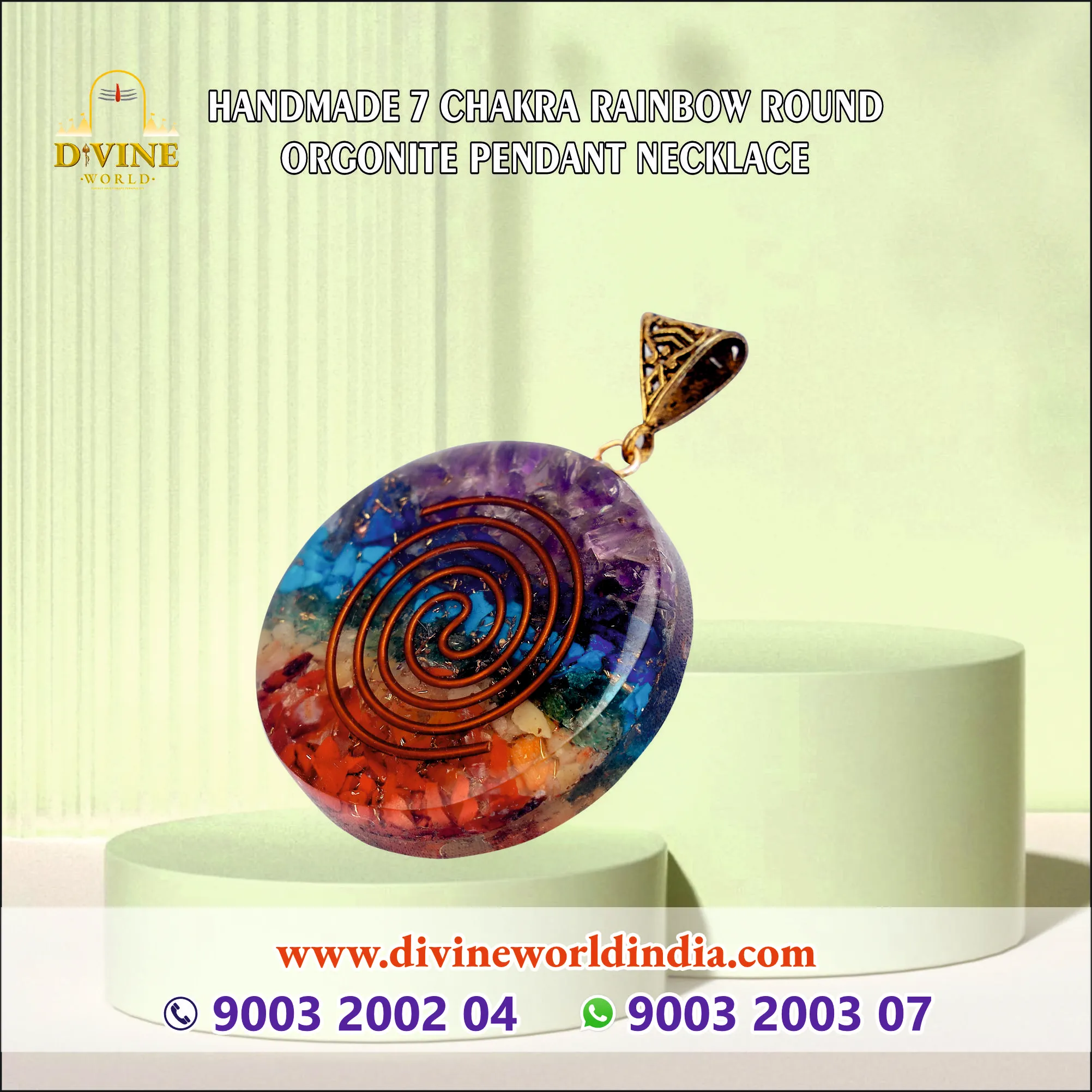 7 Chakra Rainbow round Pendant 