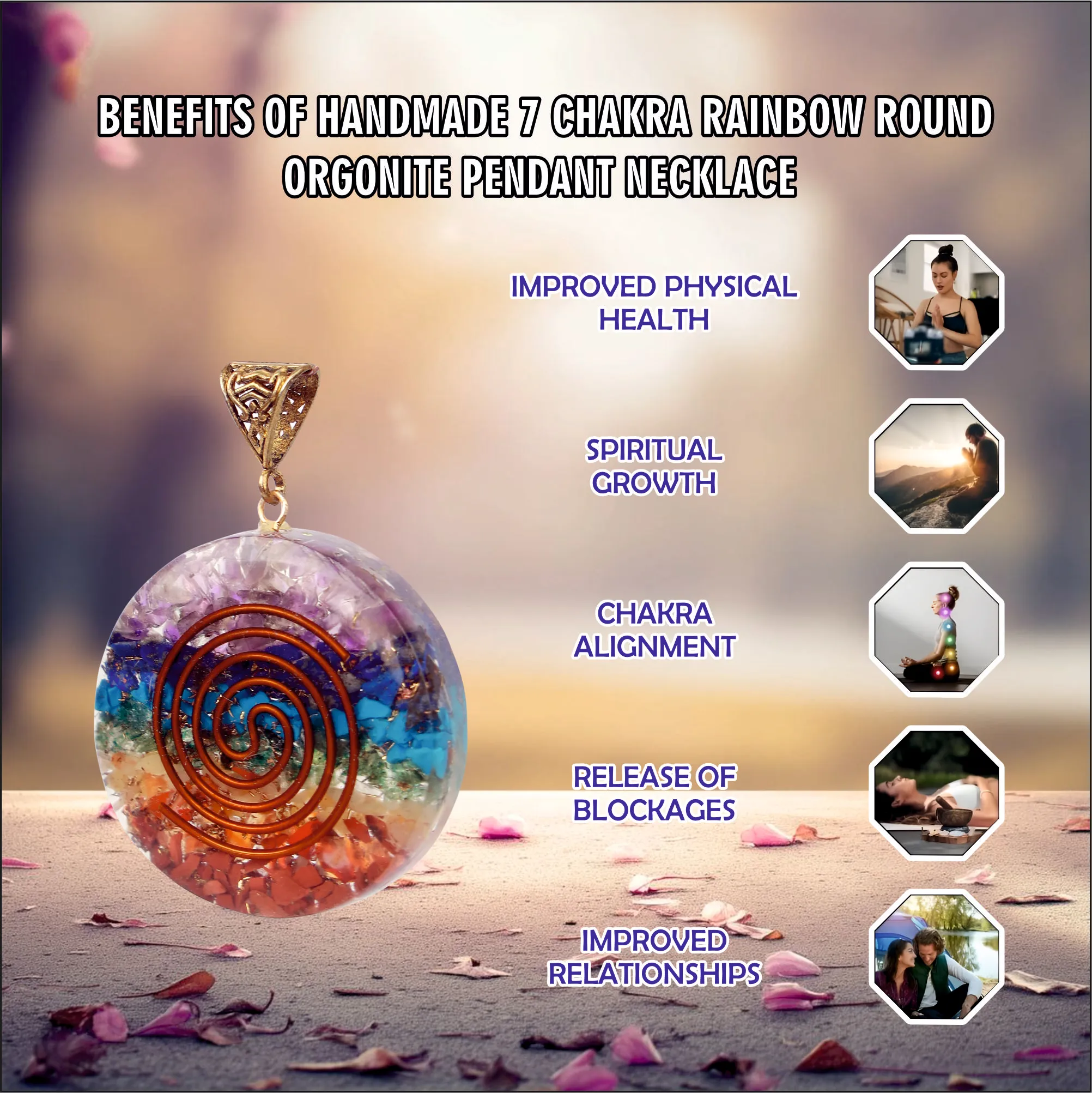 7 Chakra Rainbow round Pendant 