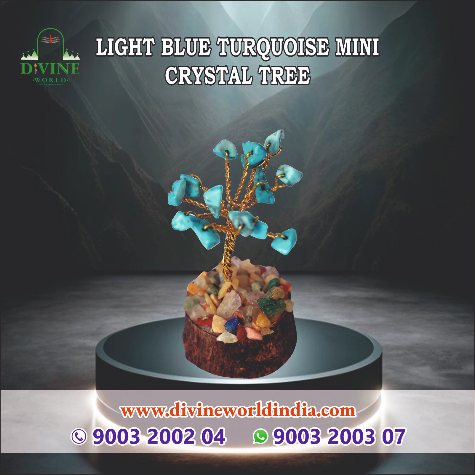 Light Blue Turquoise Mini Crystal Tree
