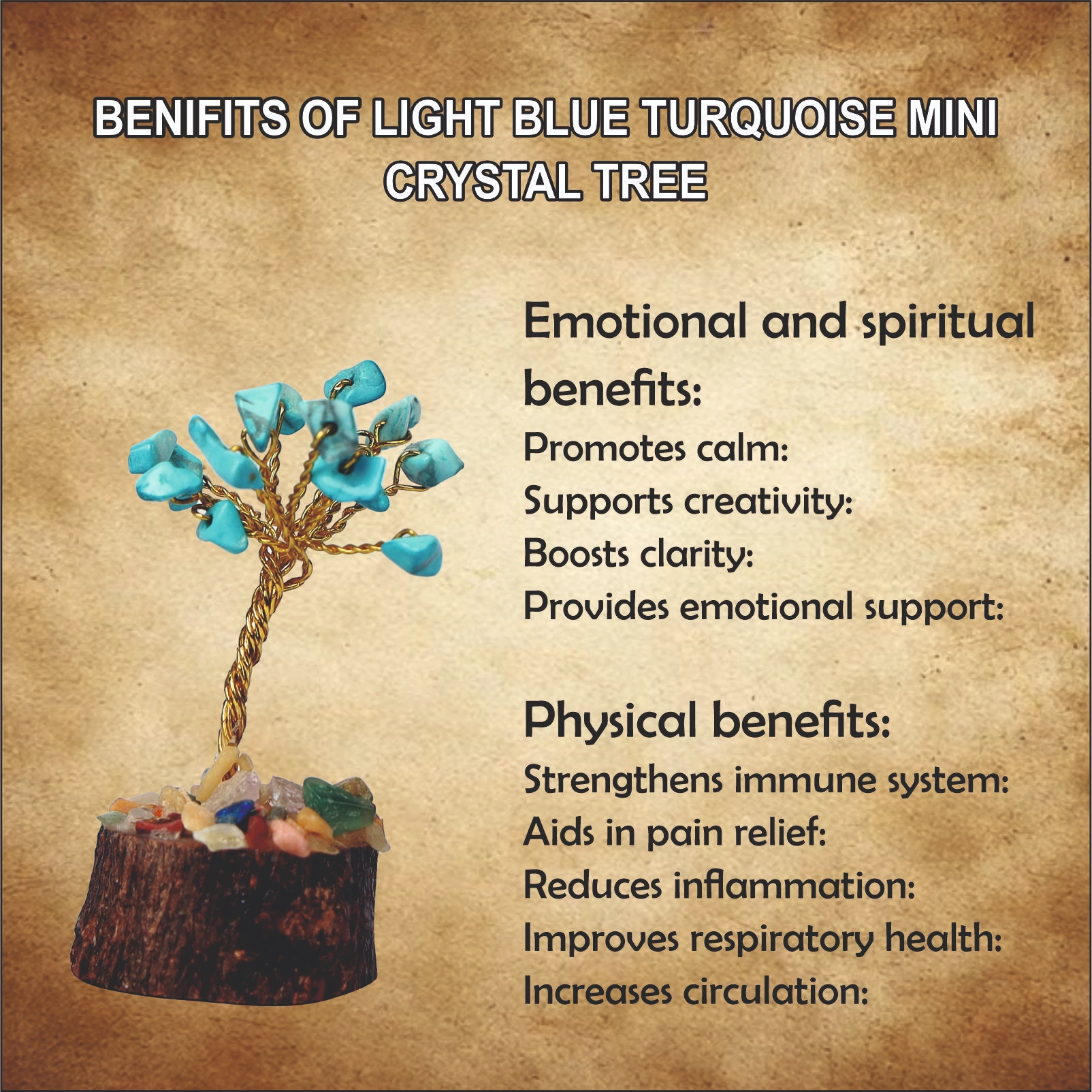 Light Blue Turquoise Mini Crystal Tree