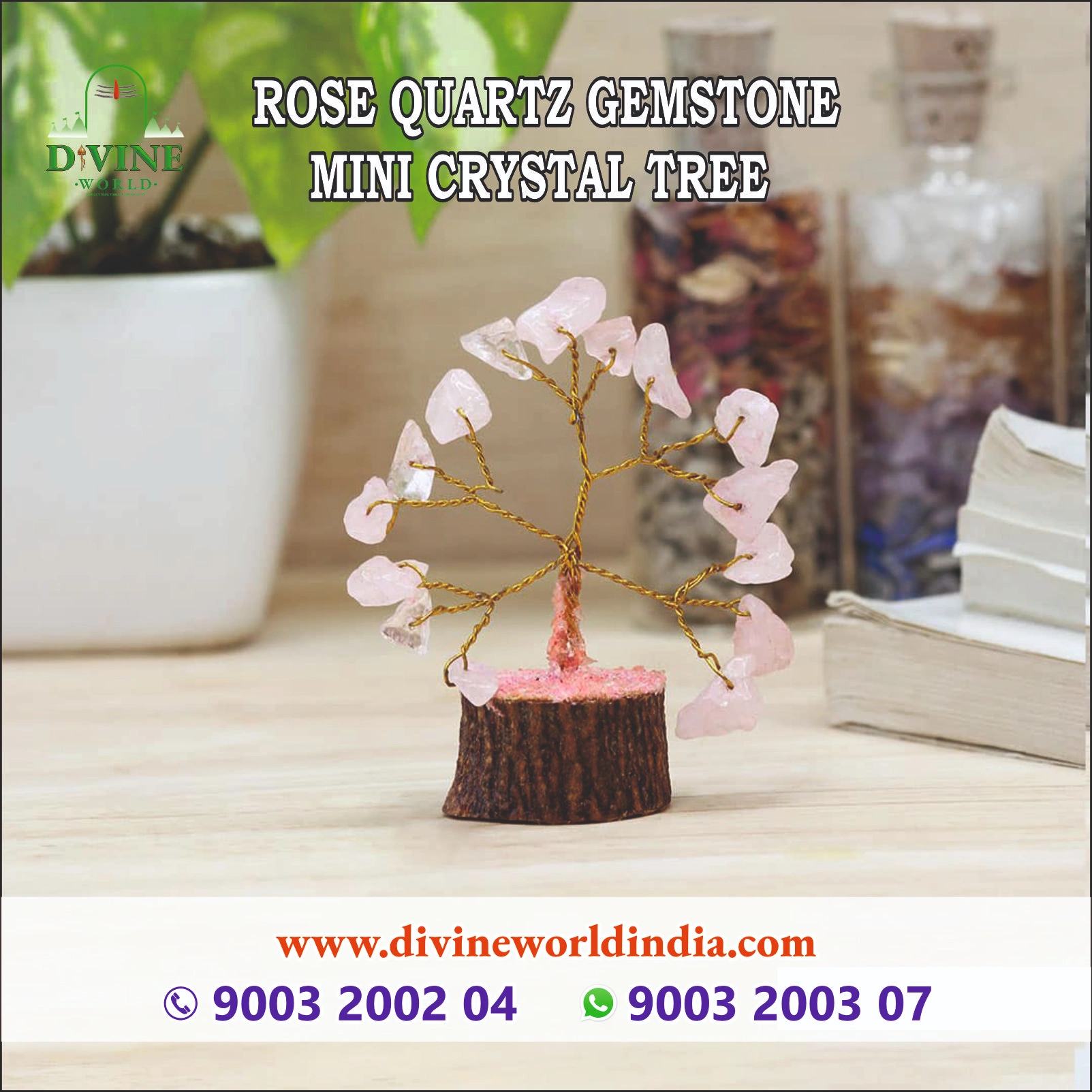 Rose Quartz Gemstone Mini Crystal Tree