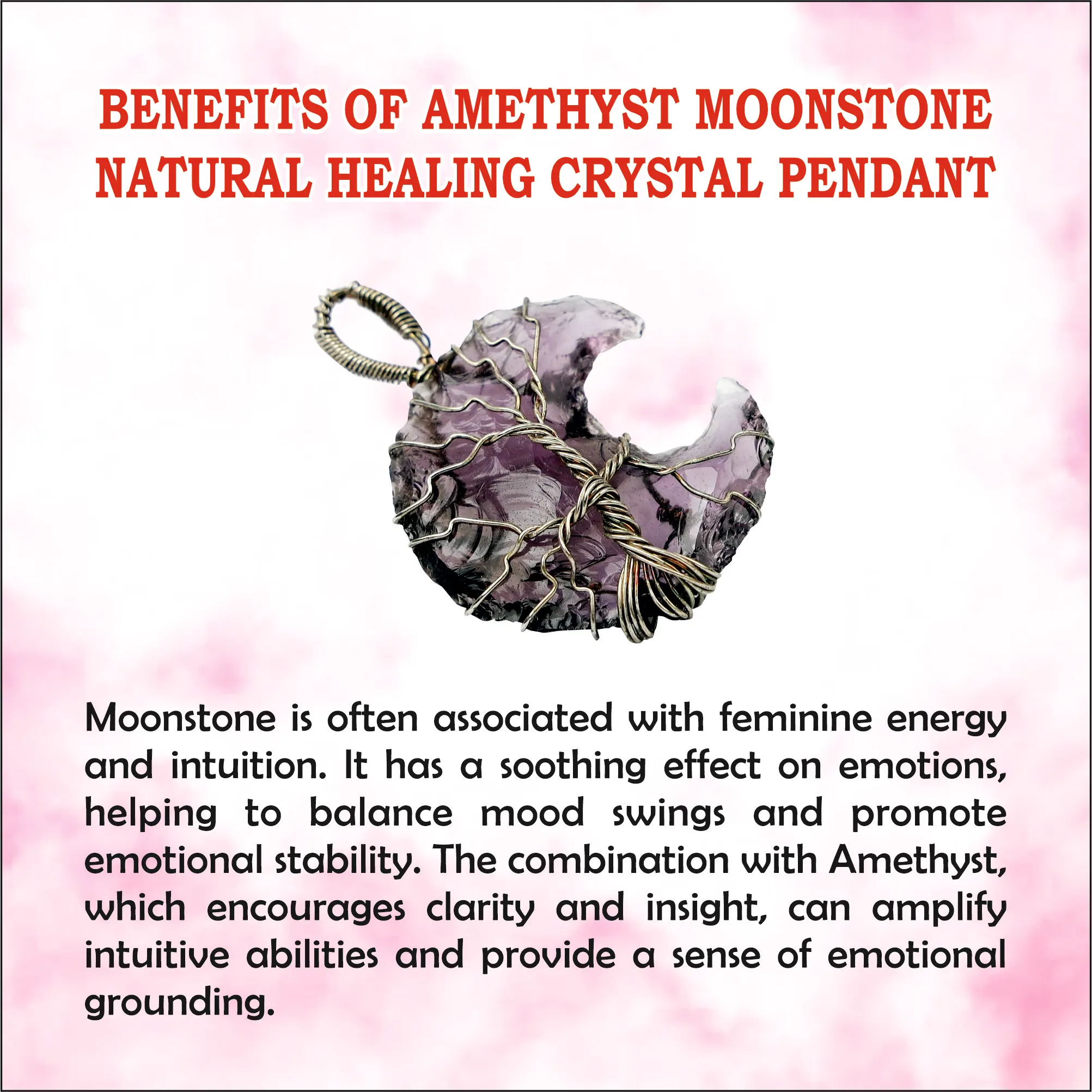 AMETHYST MOONSTONE NATURAL HEALING CRYSTAL PENDANT