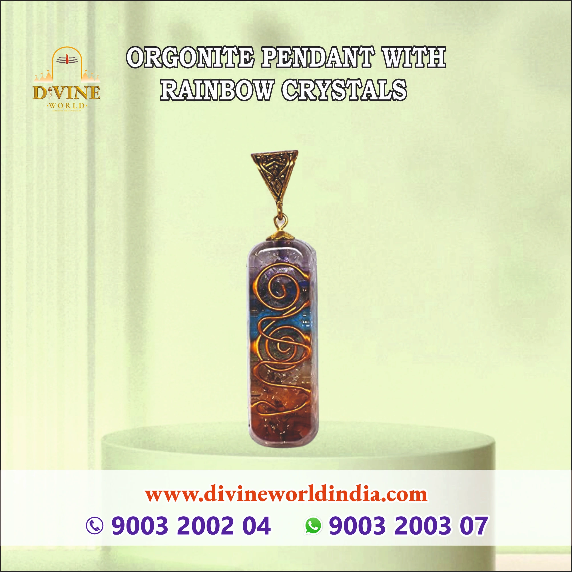 ORGONITE PENDANT WITH  RAINBOW CRYSTALS