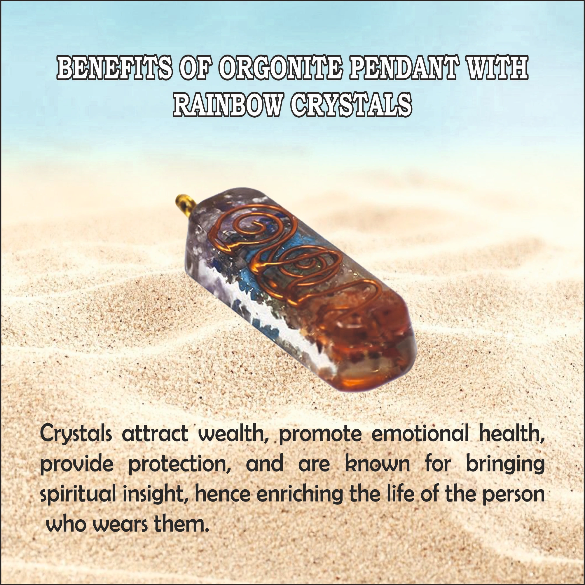 ORGONITE PENDANT WITH  RAINBOW CRYSTALS