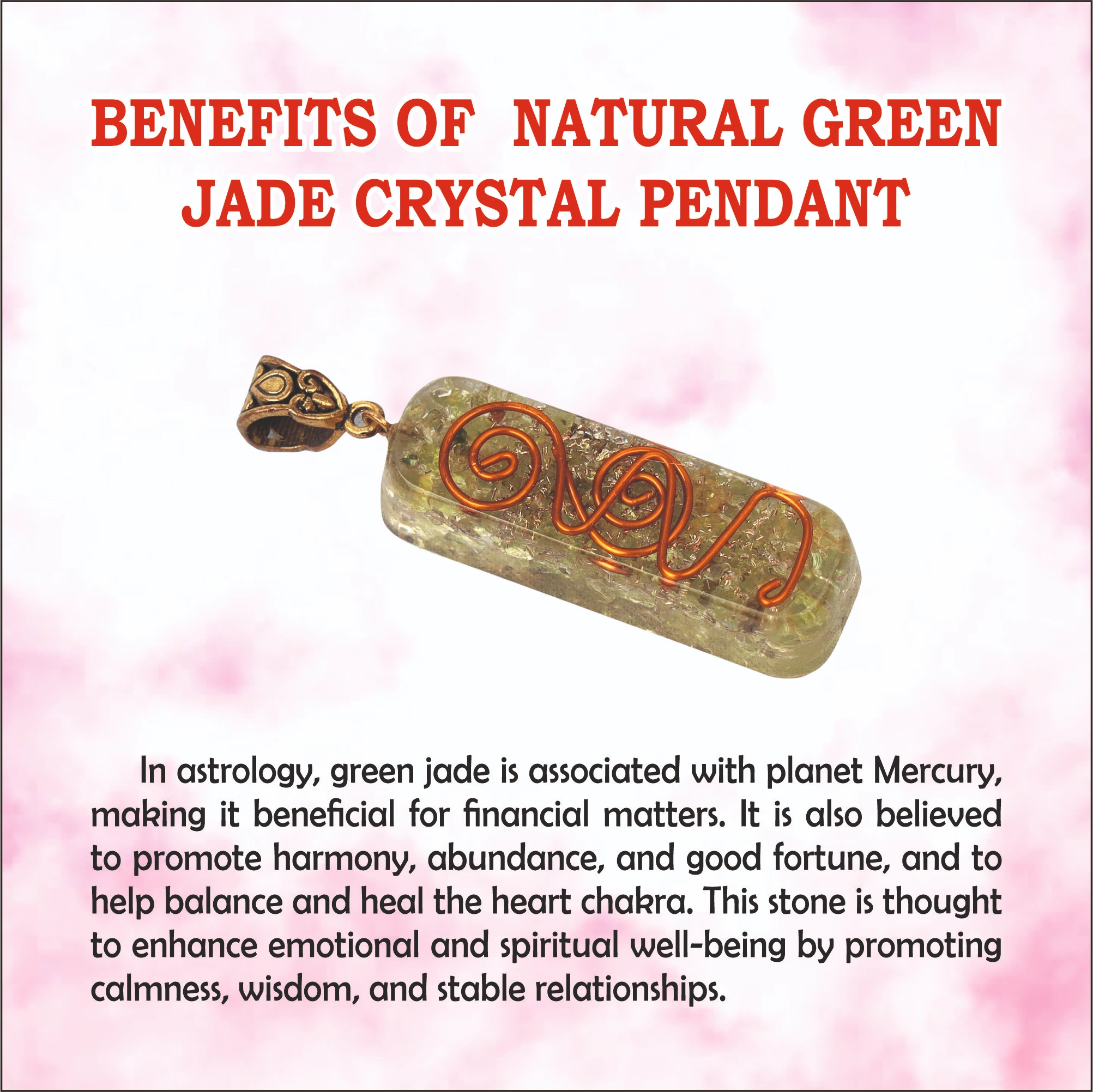 Natural Green Jade Crystal pendant