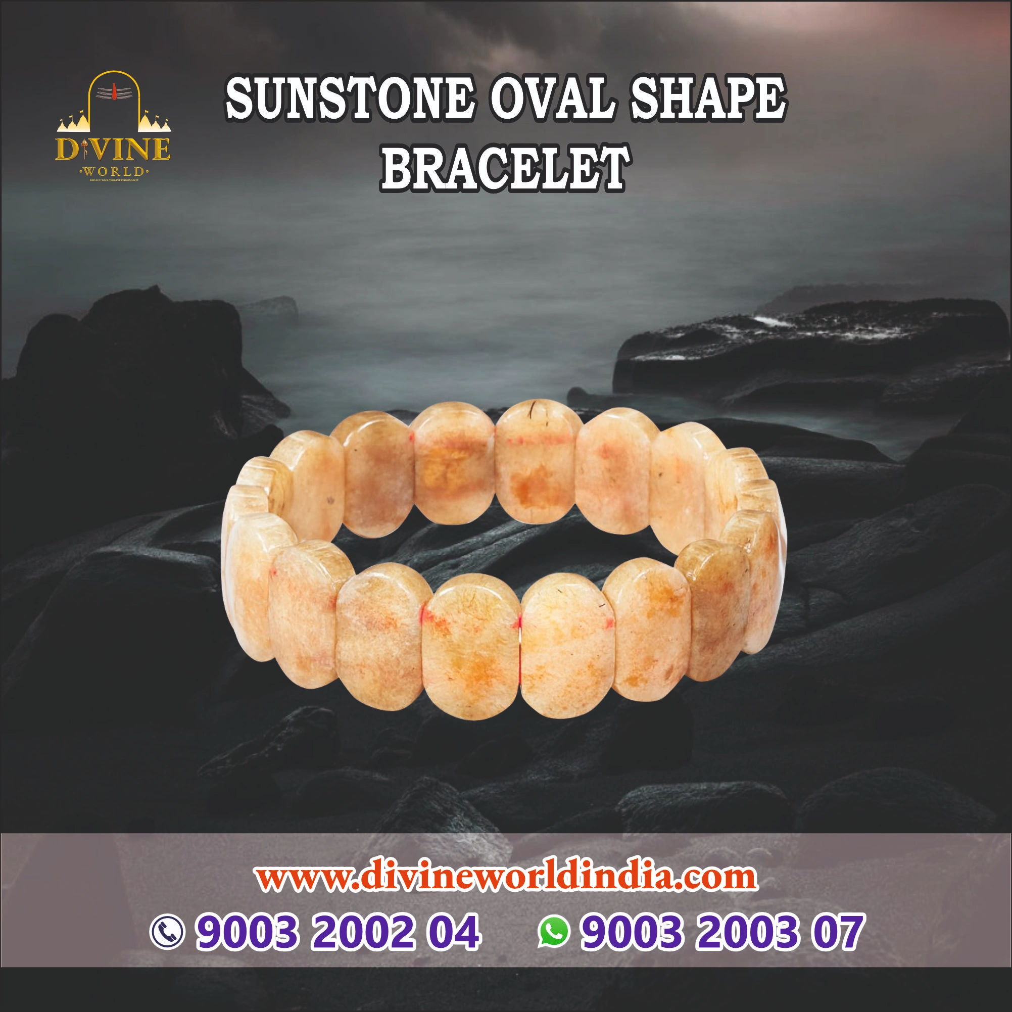 Sunstone Oval Shape Bracelet