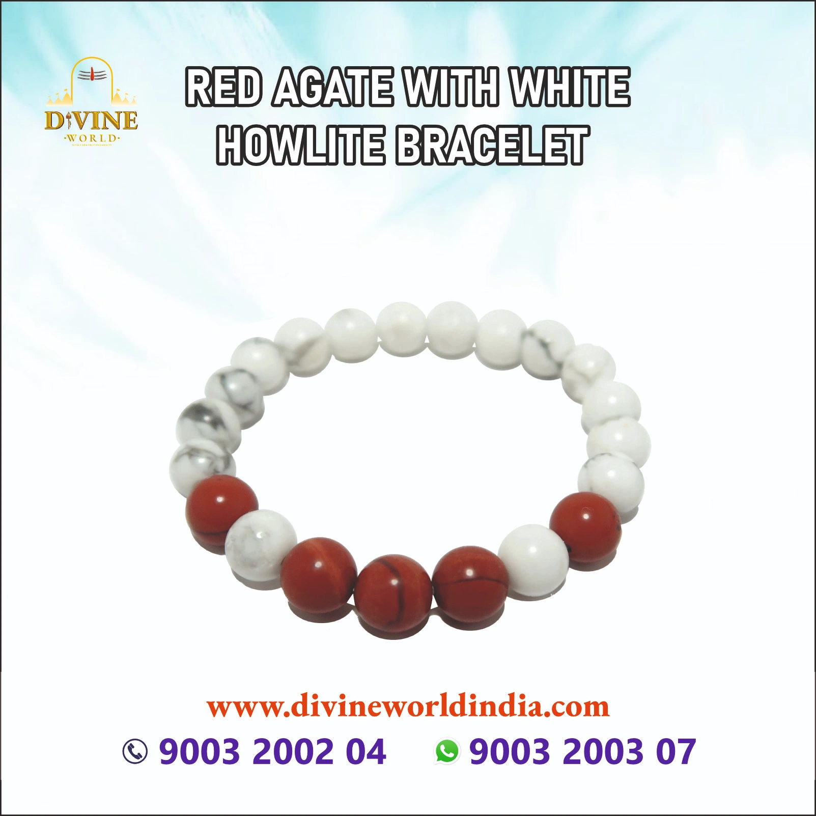 Red Agate with White Howlite Bracelet